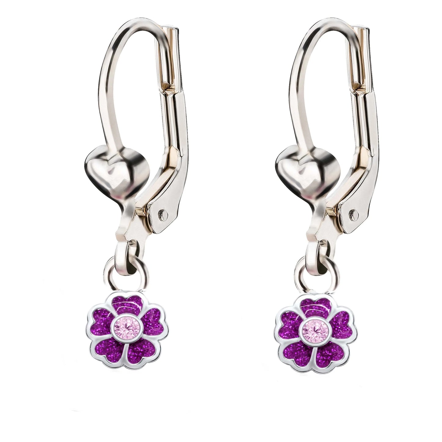 Kinderohrringe Ohrhänger fuchsia Blume 925 Silber