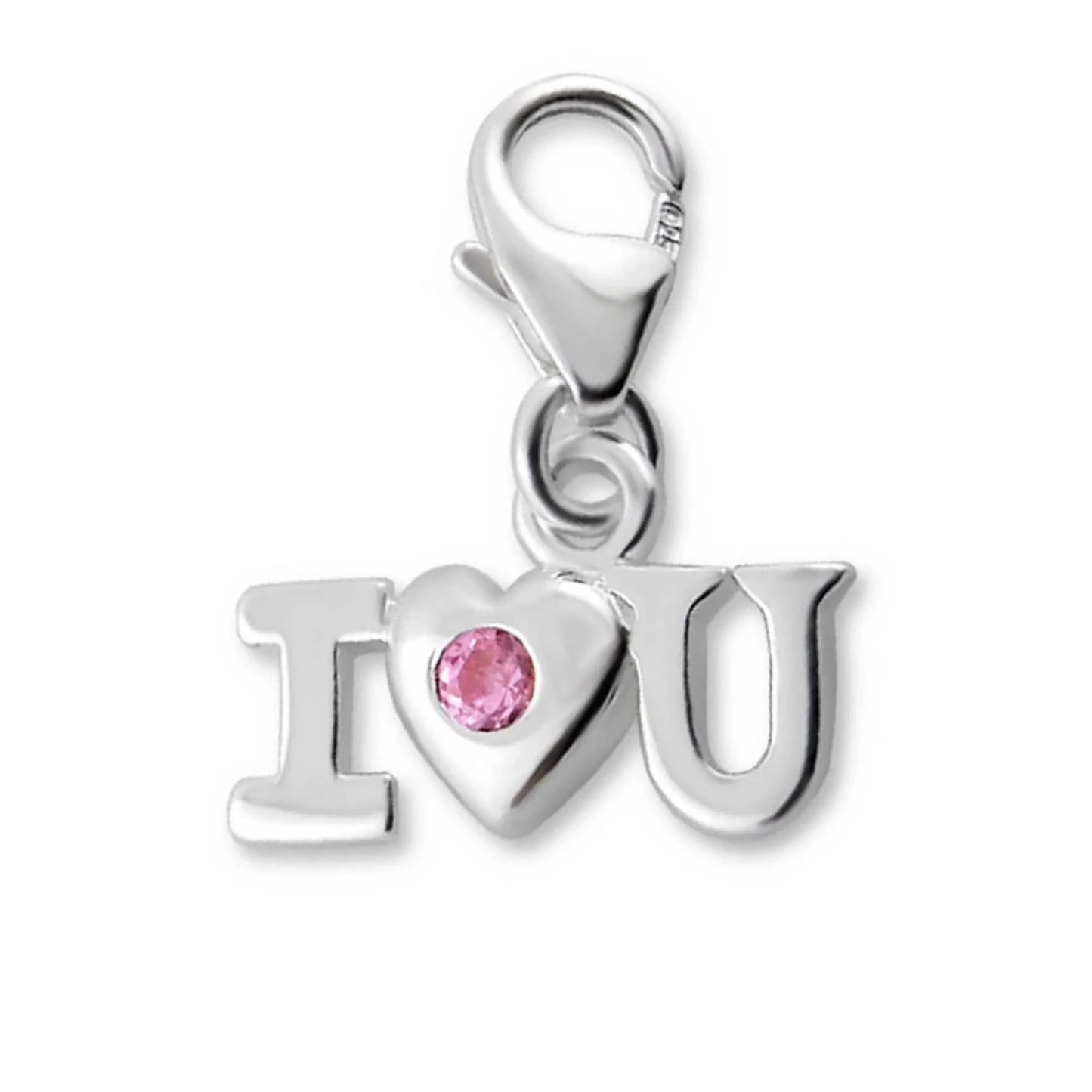 Charms Anhänger Bettelarmband I Love You Herz Rosa 925 Silber