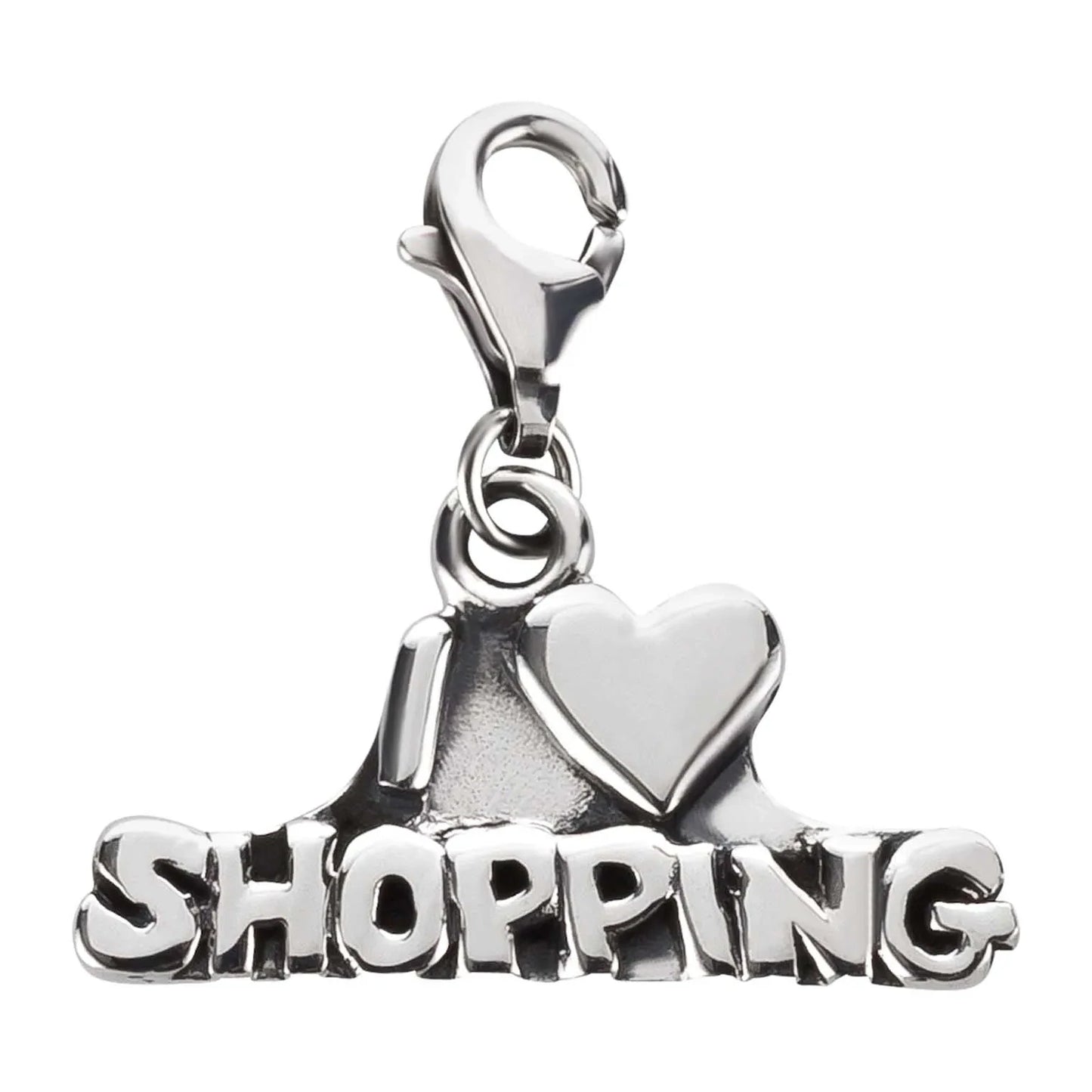 Charms Anhänger Bettelarmband I Love Shopping Herz 925 Silber