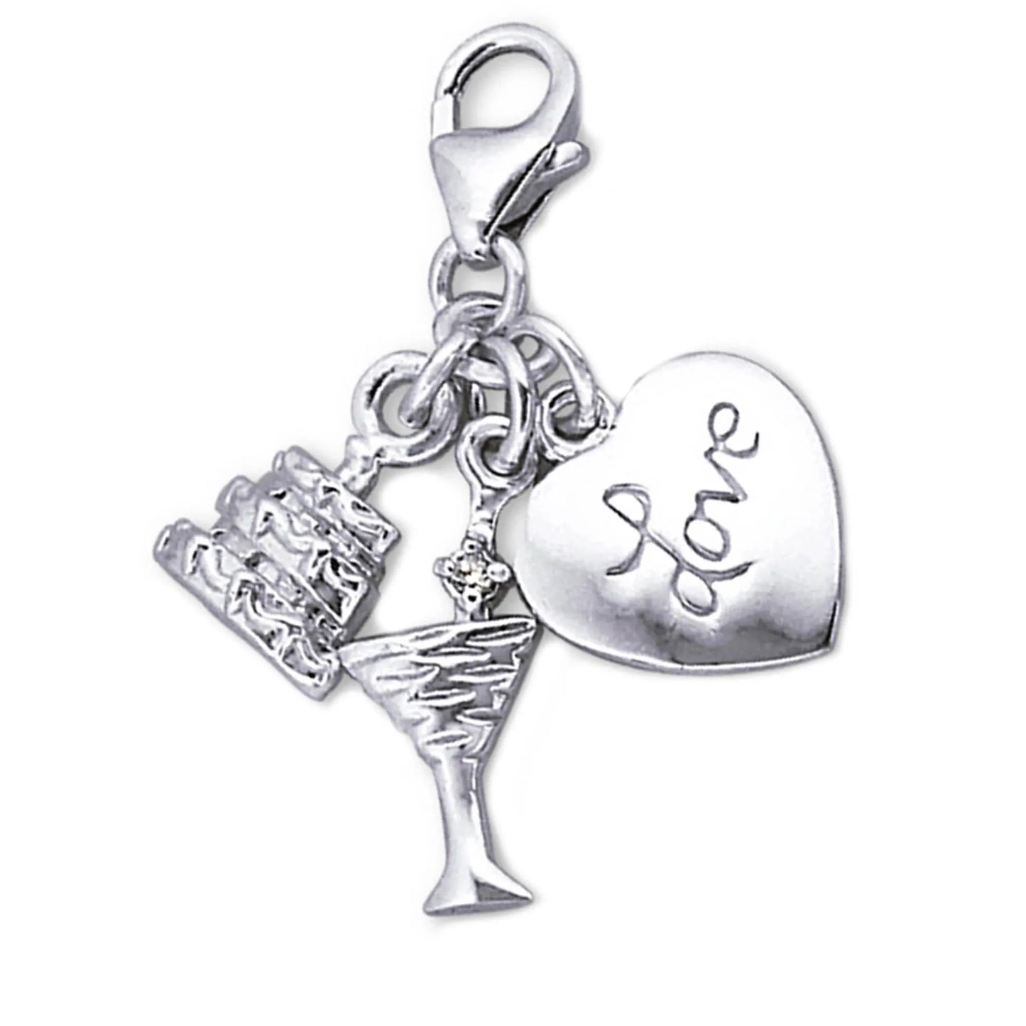 Charms Anhänger Liebe Weinglass 925 Silber