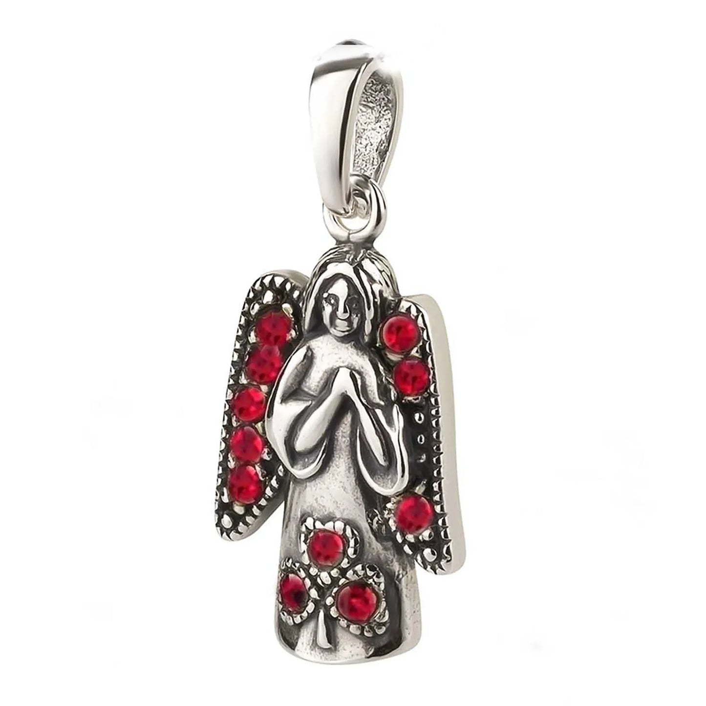 Anhänger kleiner Engel Schutzengel 925 Silber Zirkonia Rot