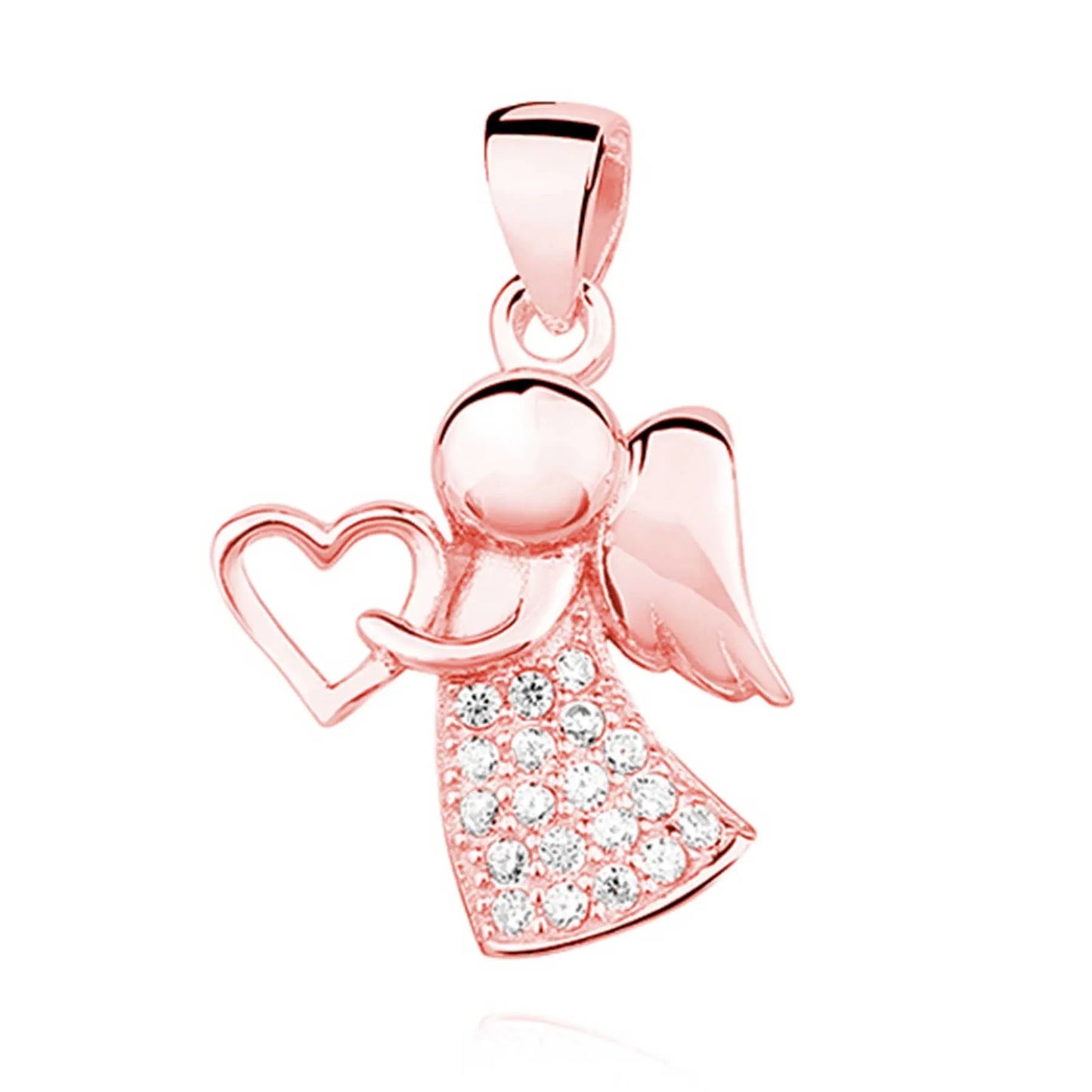 Kinder Anhänger Engel Schutzengel 925 Silber Zirkonia Rosegold