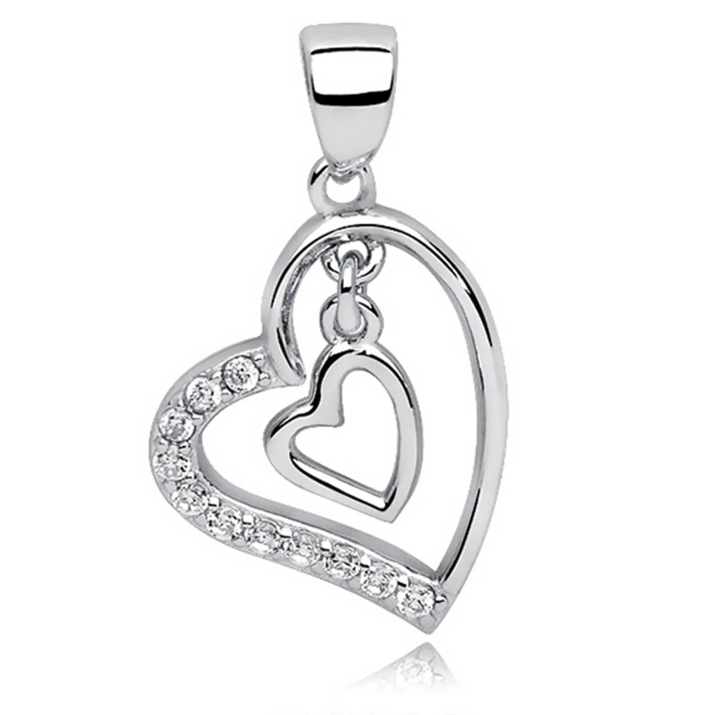 Anhänger zwei Herzen 925 Silber Zirkoniakristall weiss