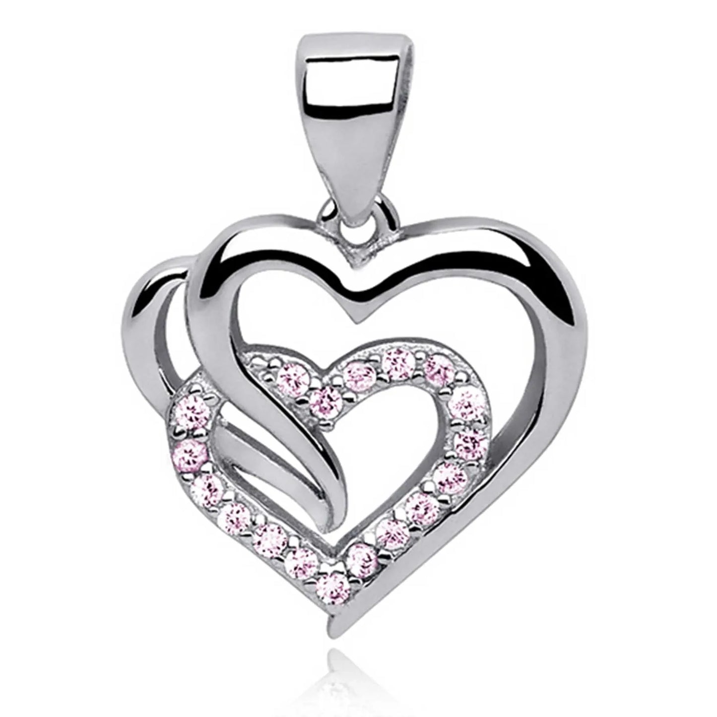 Anhänger zwei Herzen 925 Silber Zirkonia Rosa