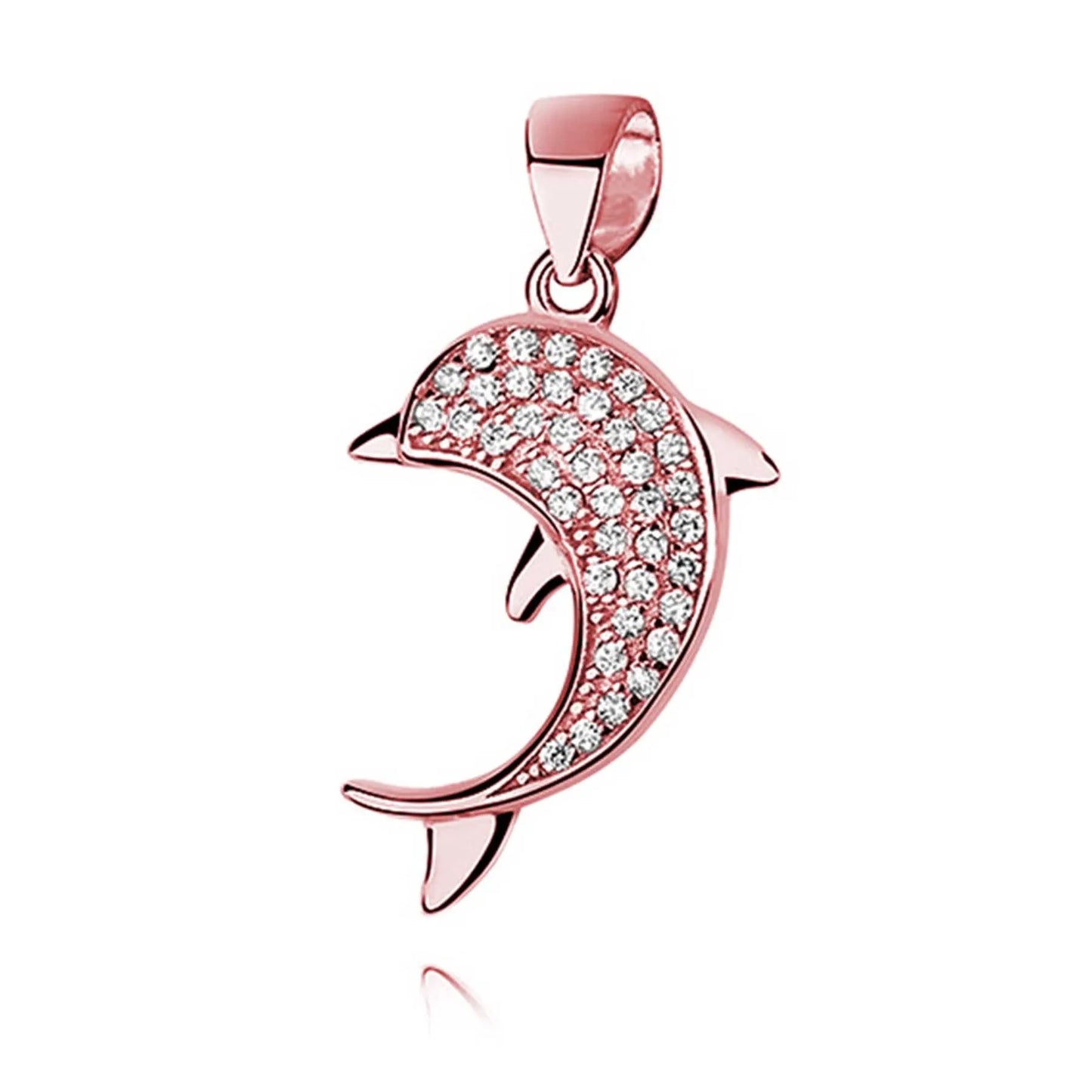 Anhänger Delfin 925 Silber Rosegold Zirkonia Kristalle