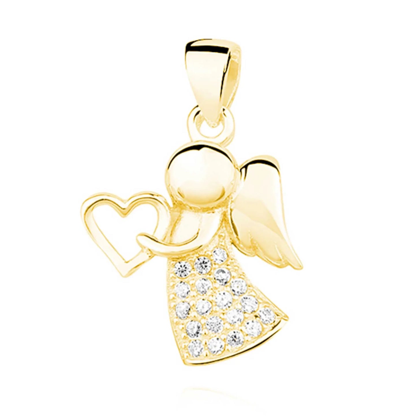 Kinder Anhänger Engel Schutzengel 925 Silber Zirkonia Gold