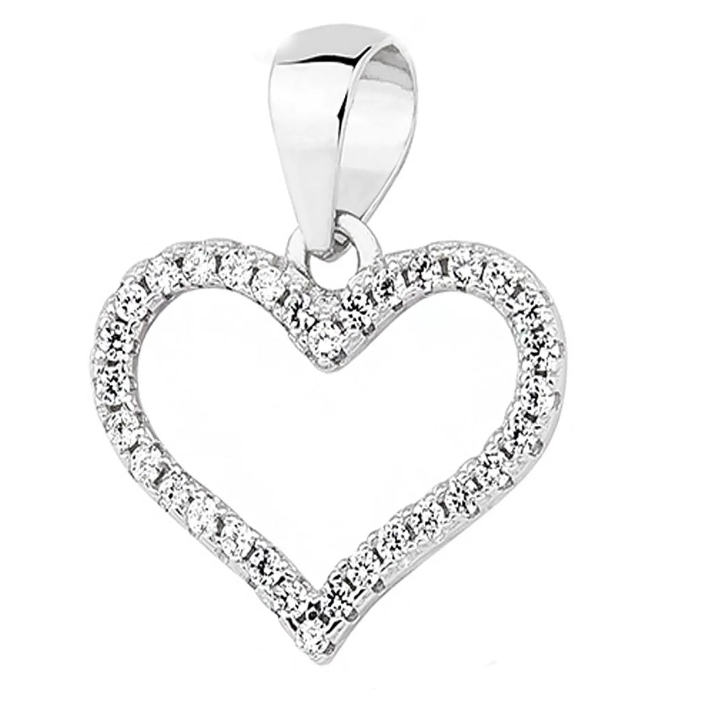 Anhänger grosses Herz Liebe 925 Silber klare Kristalle