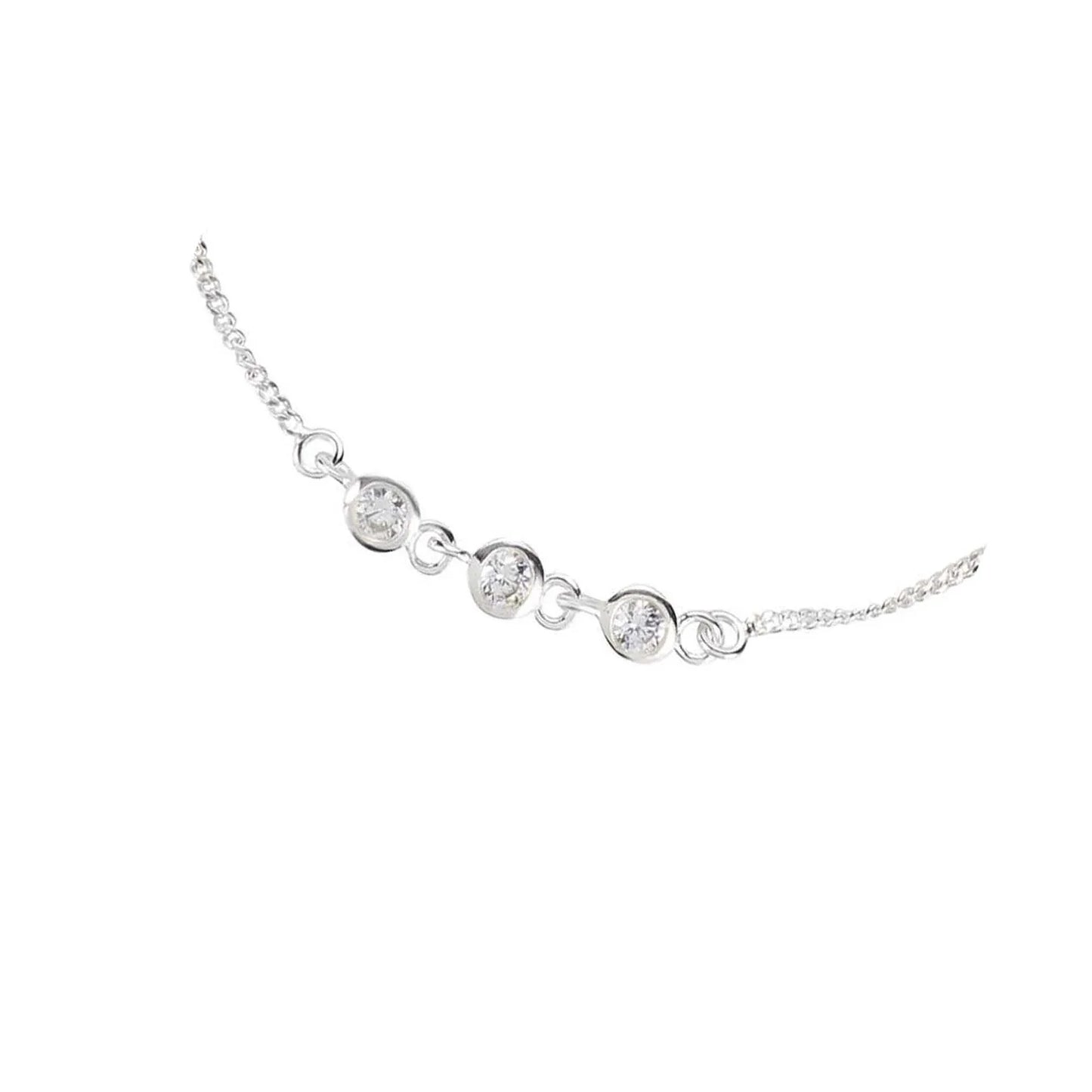 Fußkette Fußkettchen Zirkonia Kristall Klar 925 Silber