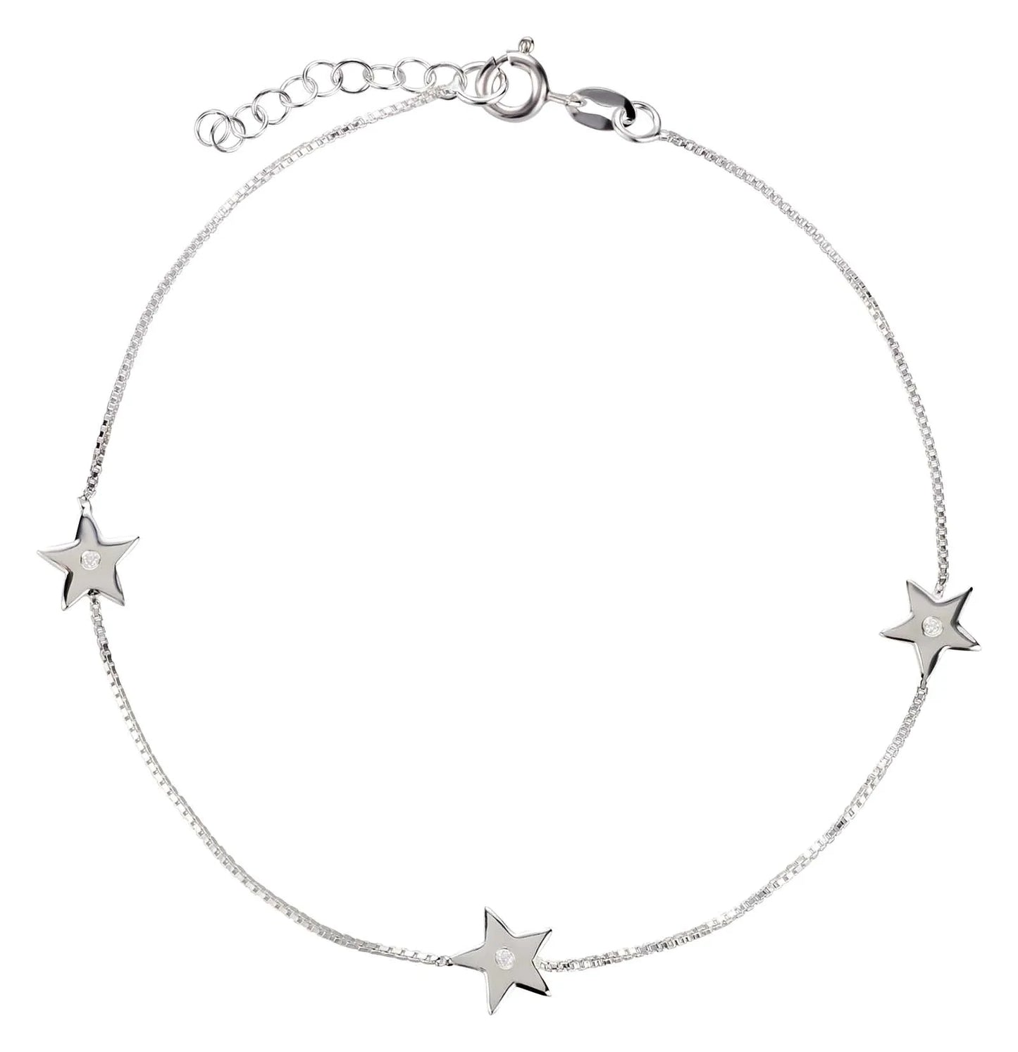 Fußkette Fußkettchen Sterne 925 Silber Zirkona Klar