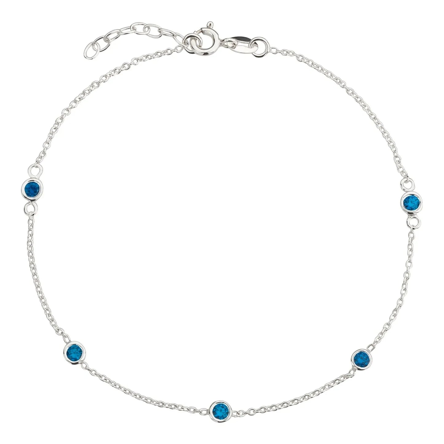 Fußkette Fußkettchen dunkelblauer Zirkonia Stein 925 Silber