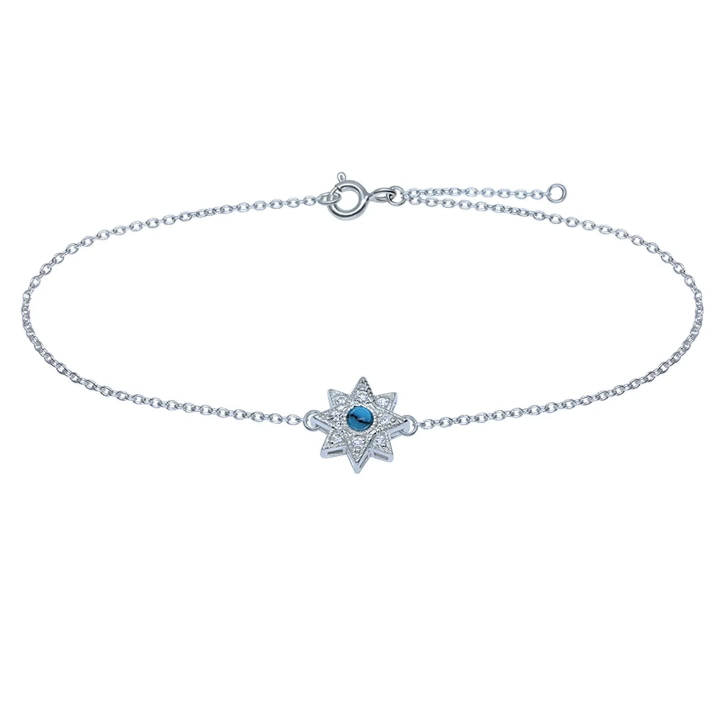 Fußkette Fußkettchen Stern Türkis Stein 925 Silber