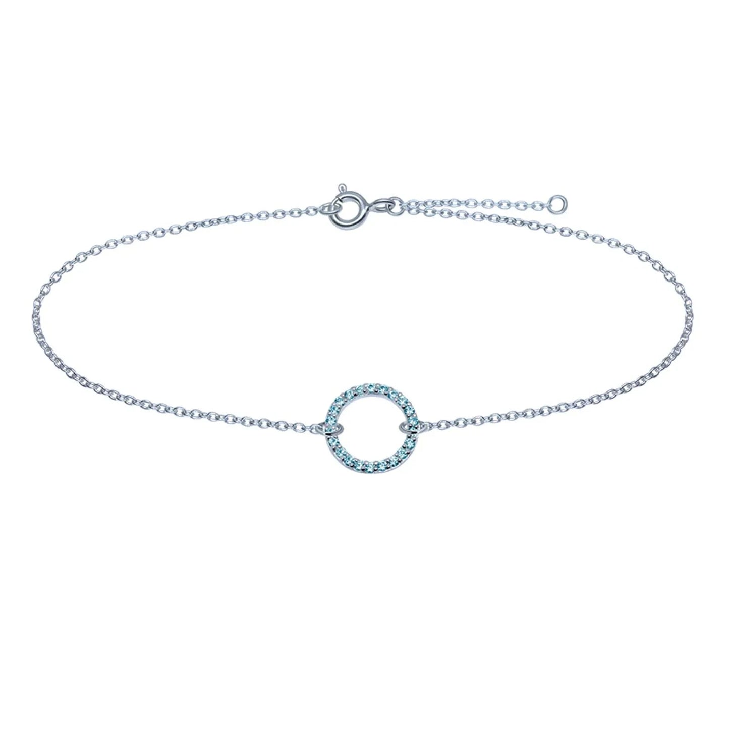 Fußkette Fußkettchen Ring 925 Silber hellblaue Kristalle