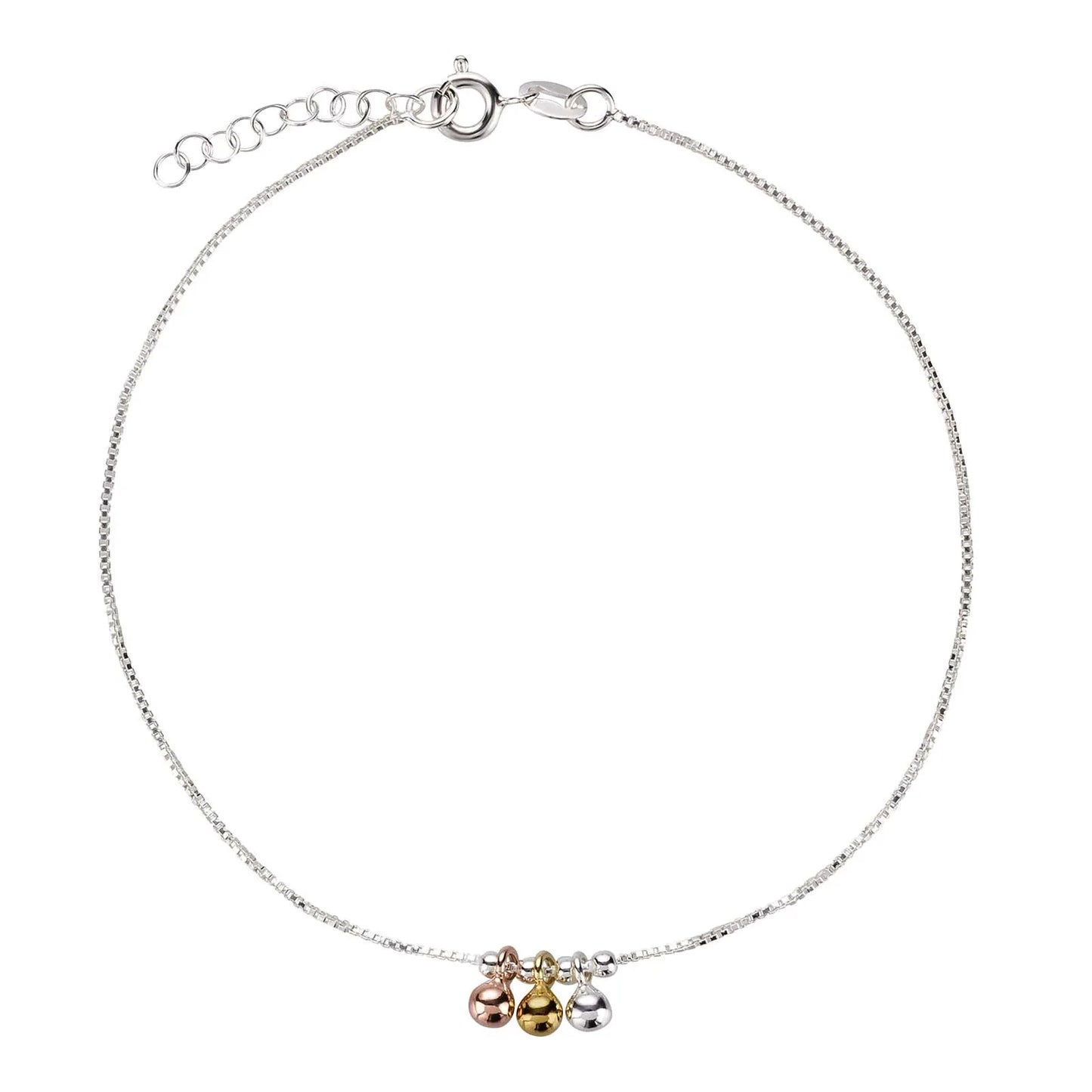 Fußkette Fußkettchen Kugeln drei Farben 925 Silber