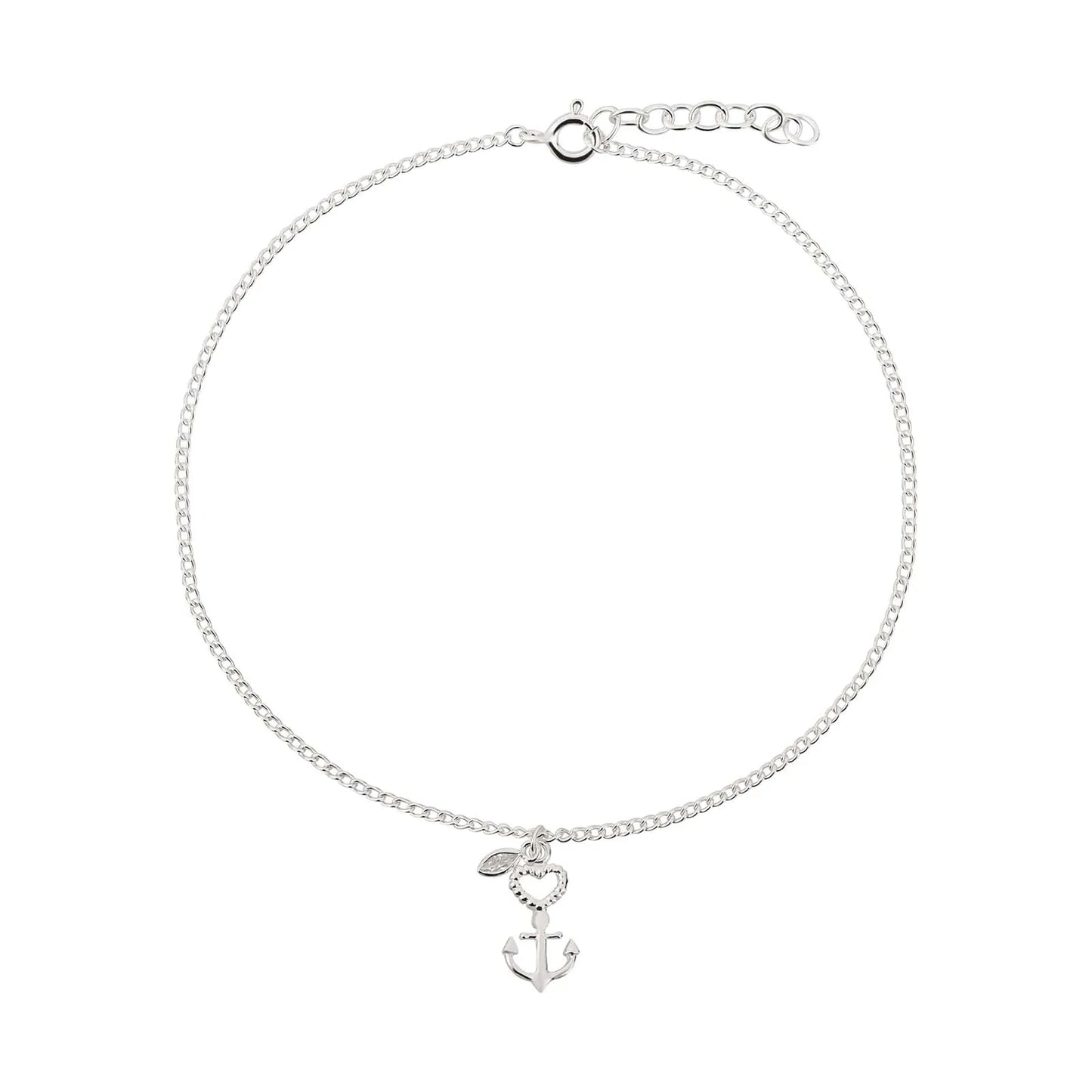 Fußkette Fußkettchen Anker & Herz 925 Silber