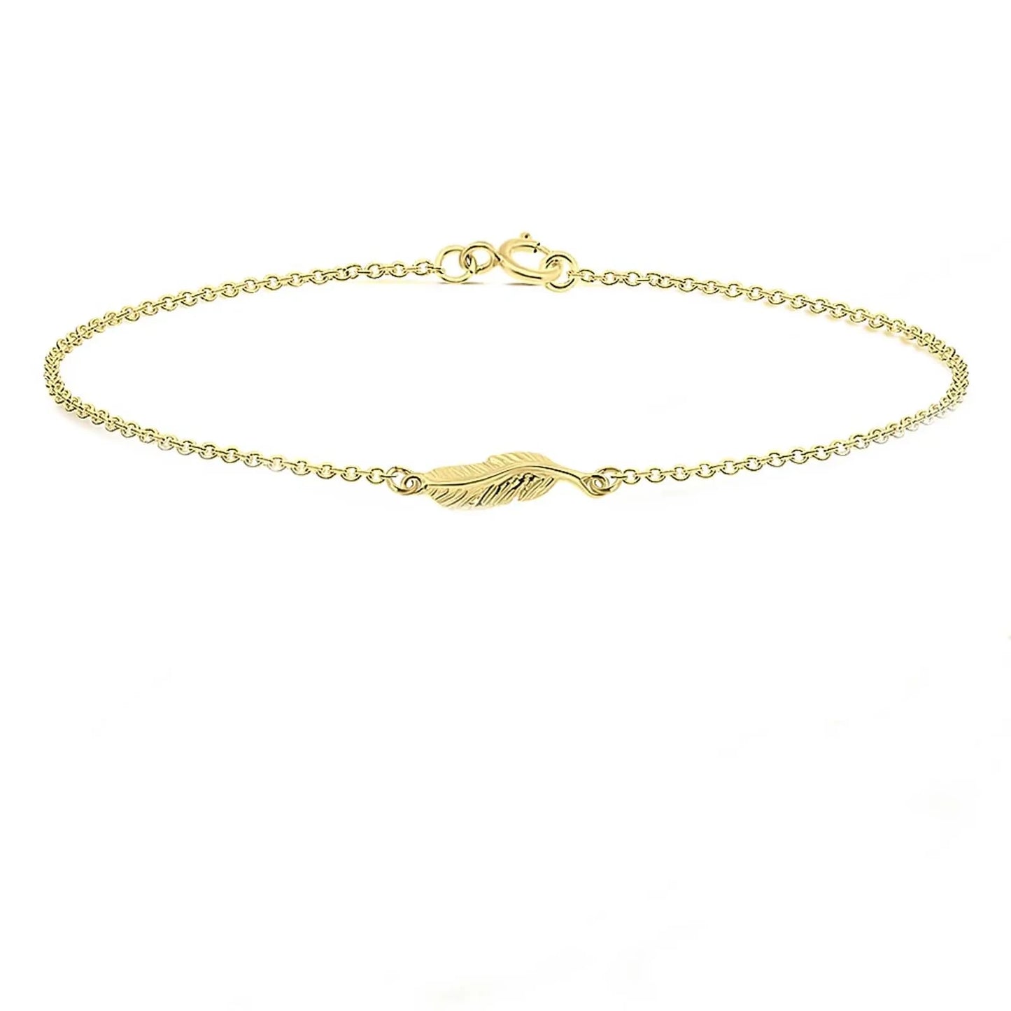 Fußkette Fußkettchen Blatt 925 Silber vergoldet