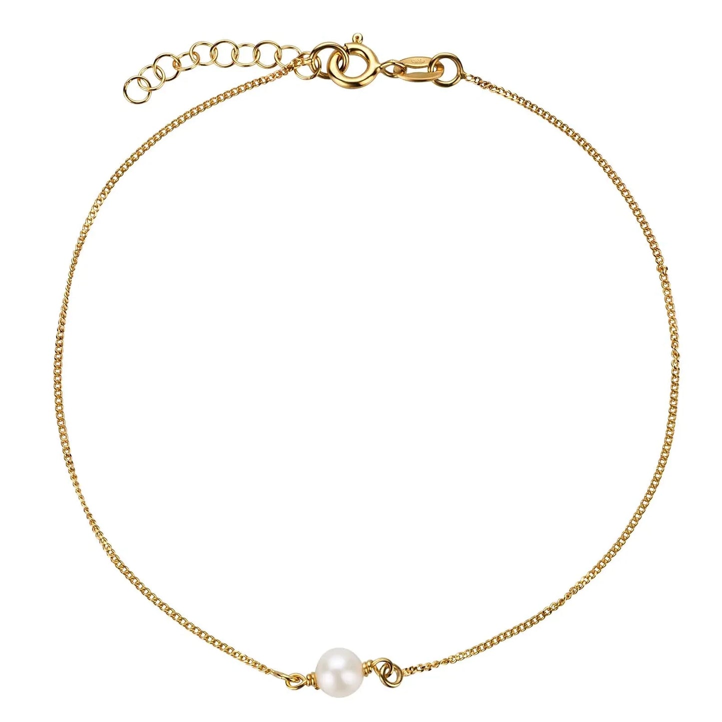 Fußkette Fußkettchen Perlkugel 925 Silber vergoldet