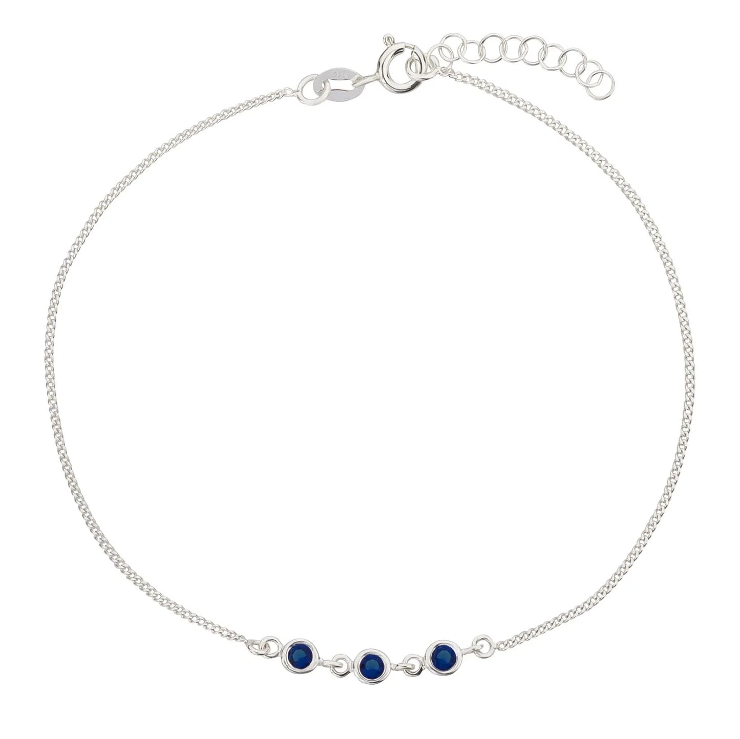 Fußkette Fußkettchen Zirkonia Kristall Blau 925 Silber
