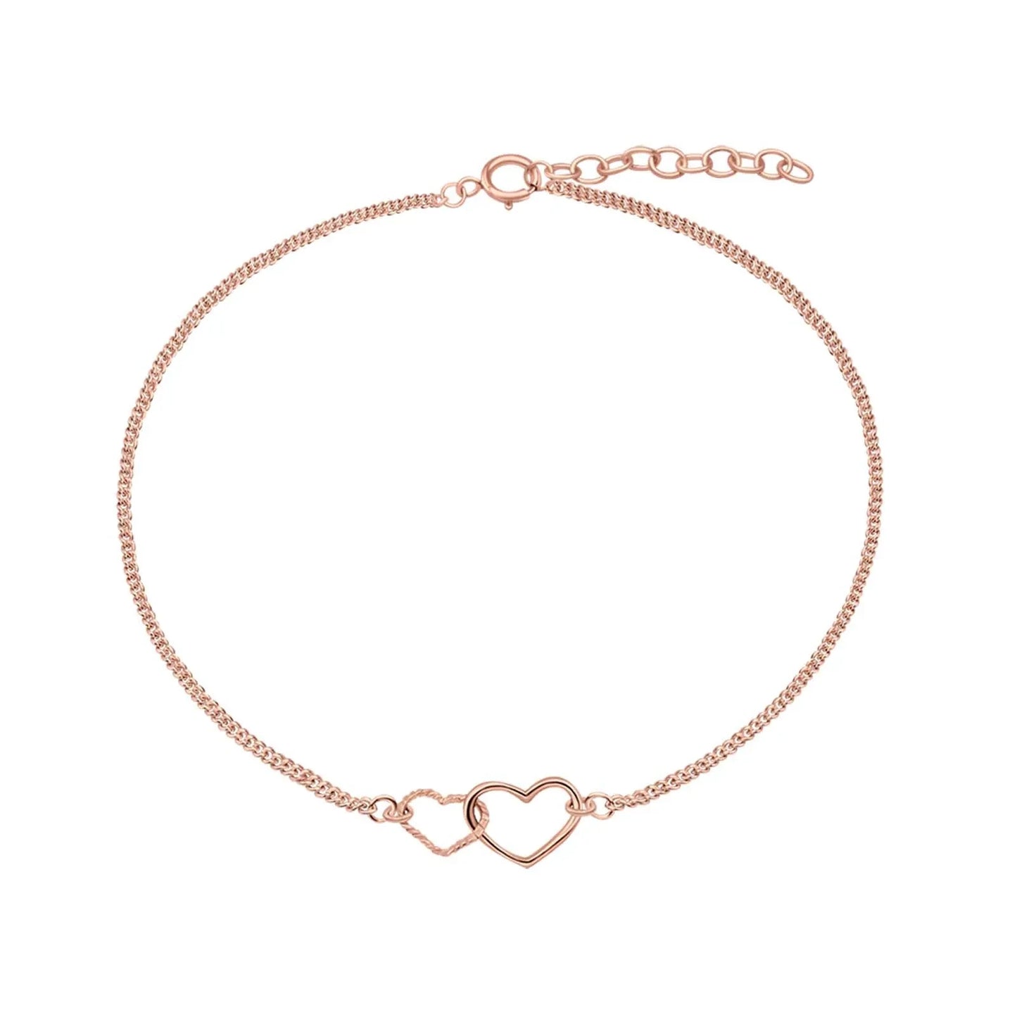 Fußkette Fußkettchen Herzen 925 Silber Rosegold