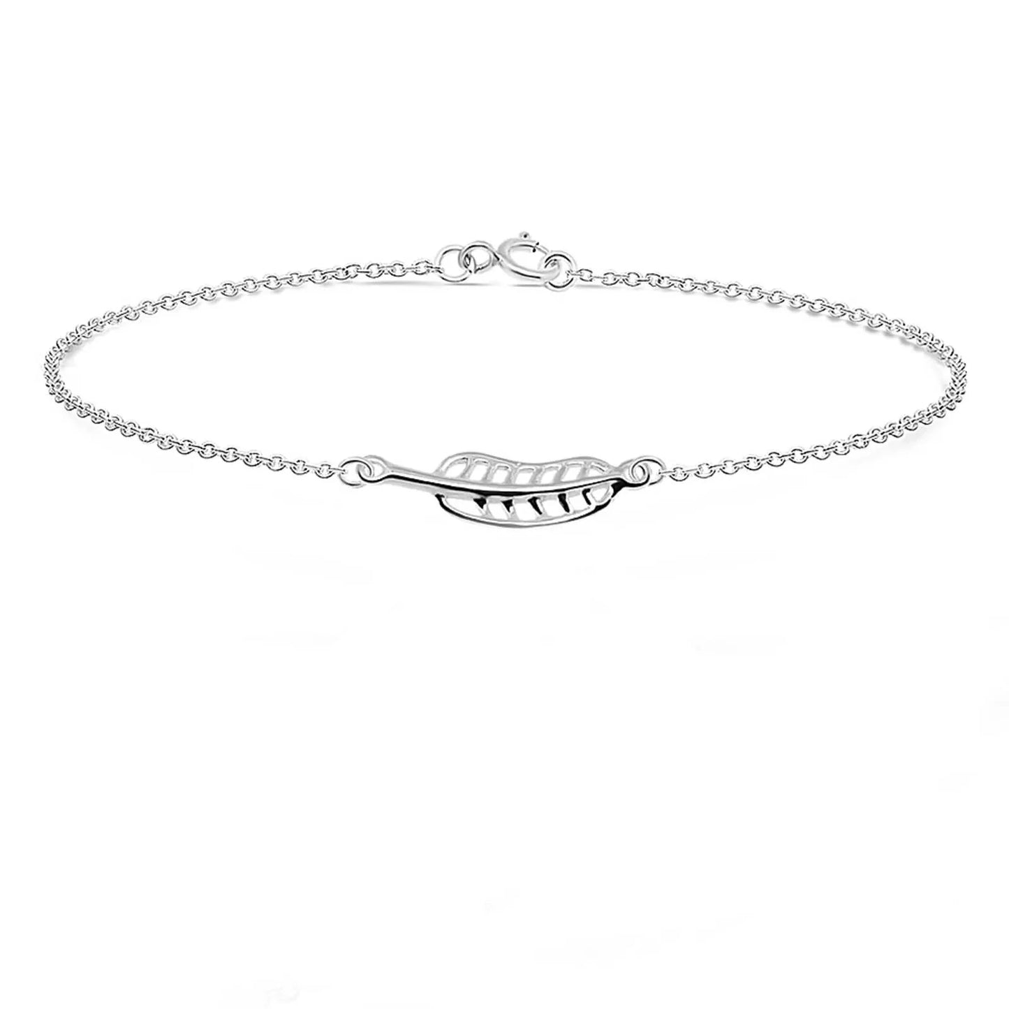 Fußkette Fußkettchen Design Blatt 925 Silber