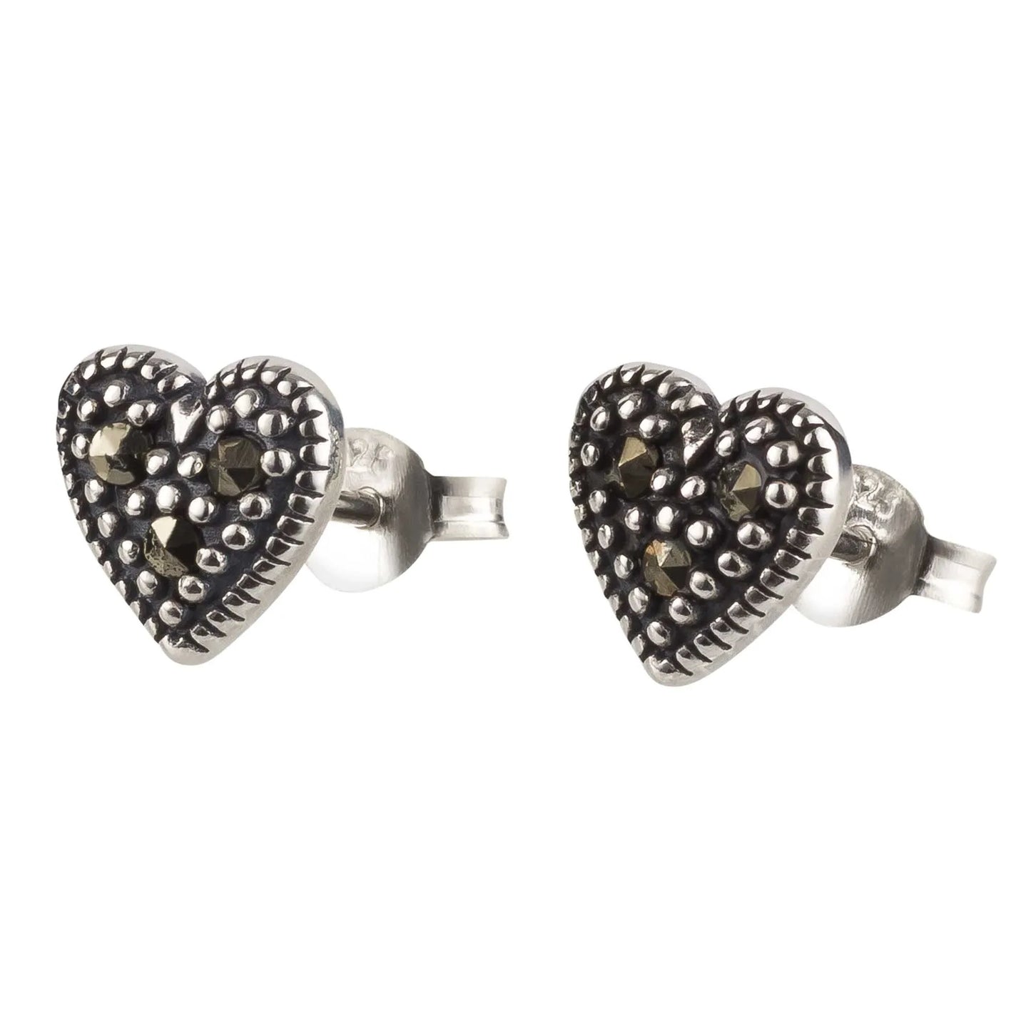 Ohrringe Herz Marcasite 925 Silber