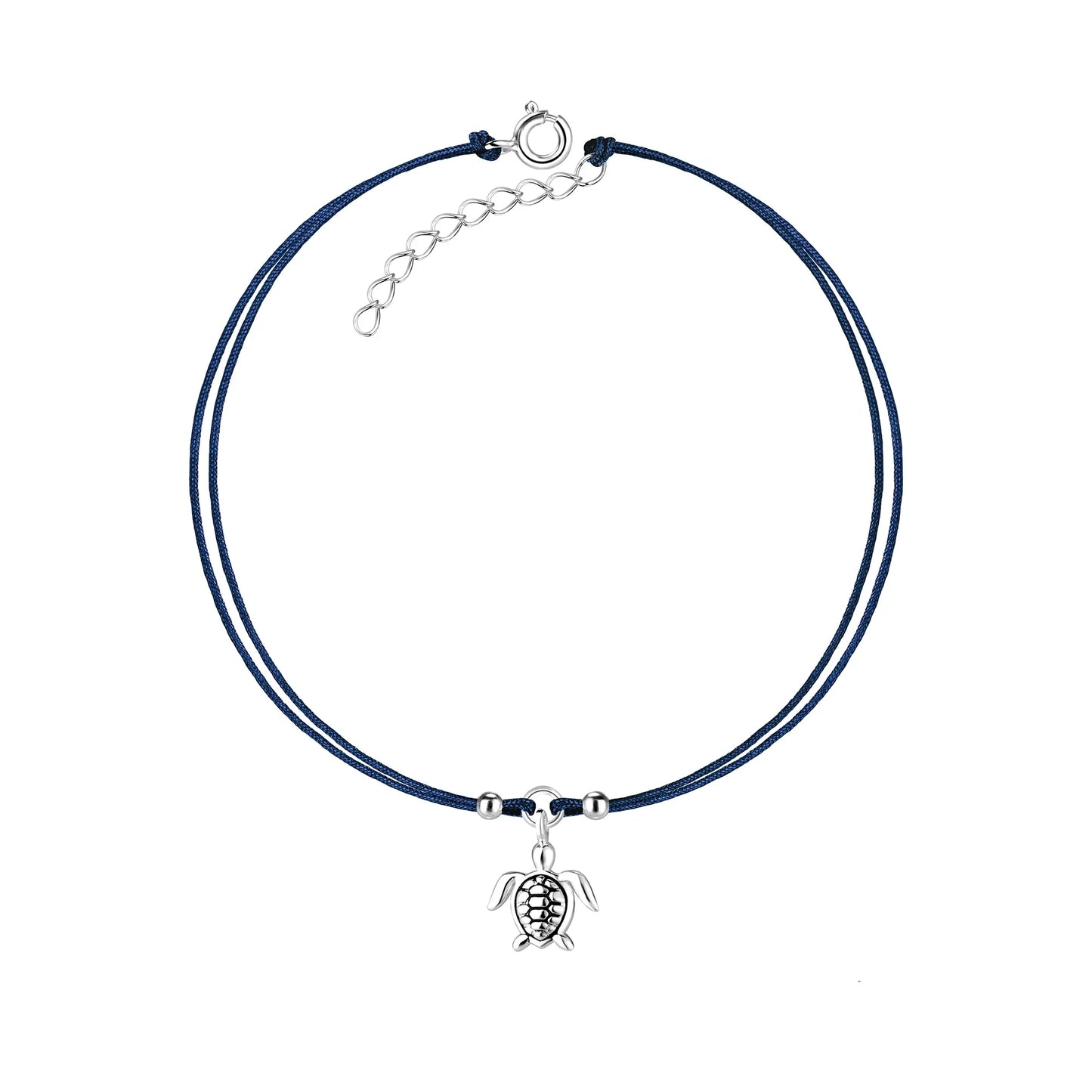 Fußkette Fußkettchen Schildkröte 925 Silber + Seidenband