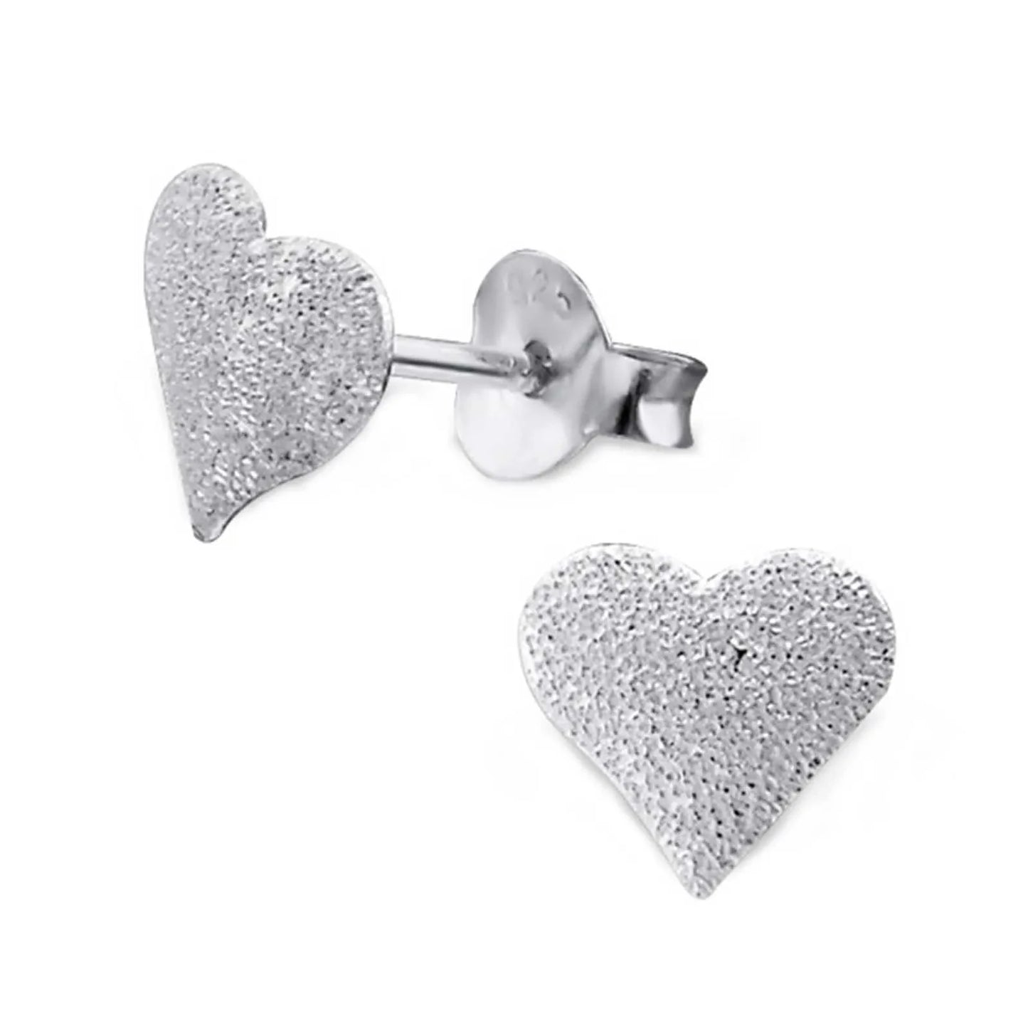 Ohrringe Herz 925 Silber sandgestrahlt