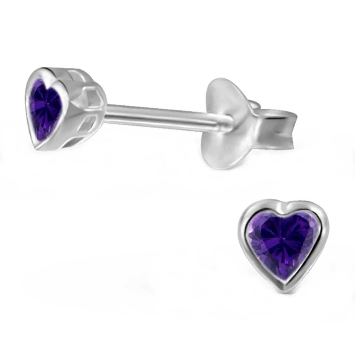 Ohrringe Herz Amethyst 925 Silber Zirkonia