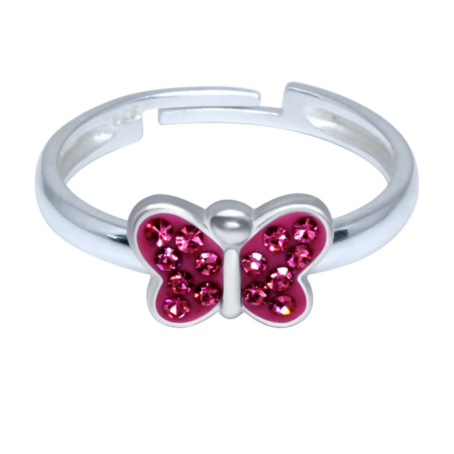 Kinderring Schmetterling 925 Silber pinke Kristalle