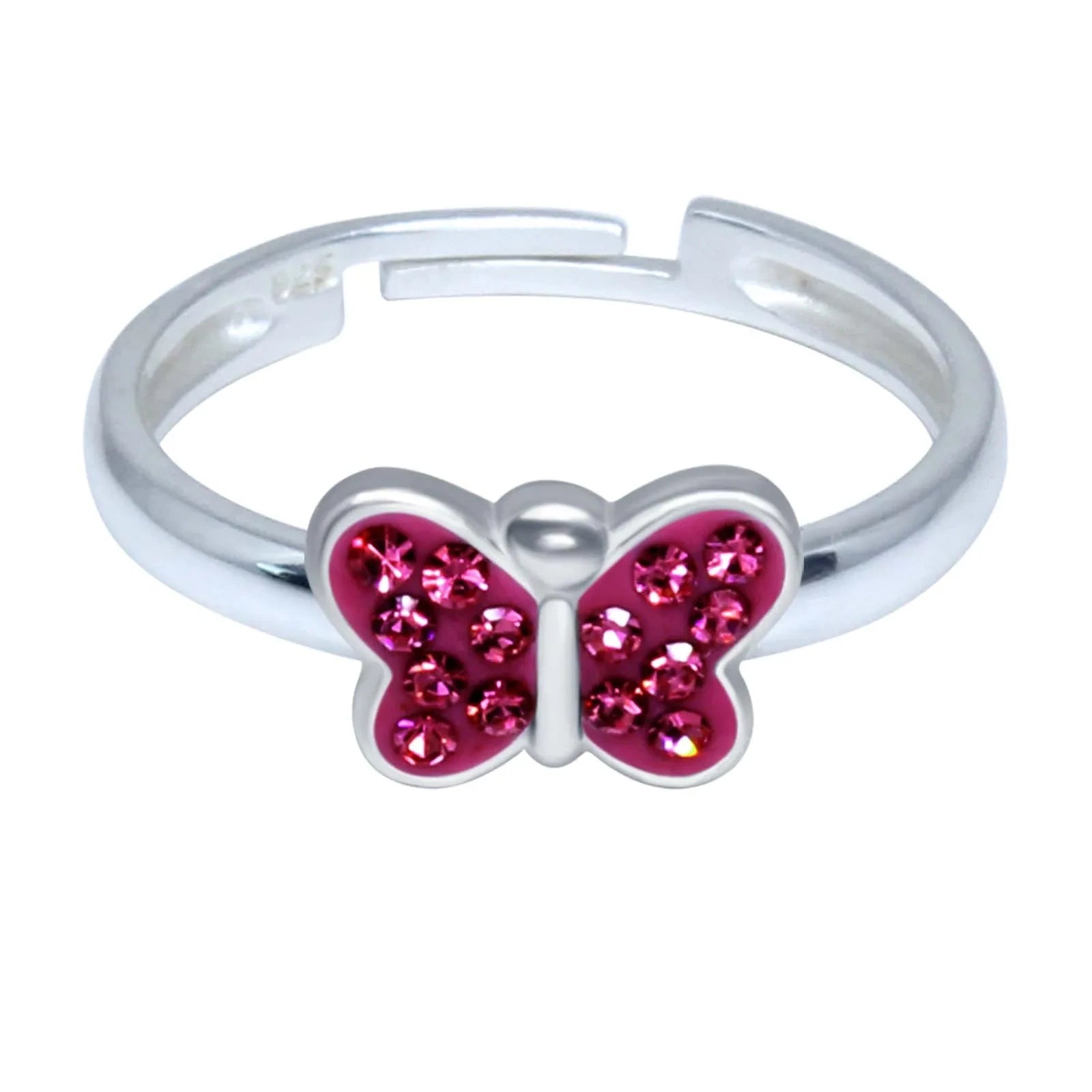 Kinderring Schmetterling 925 Silber pinke Kristalle