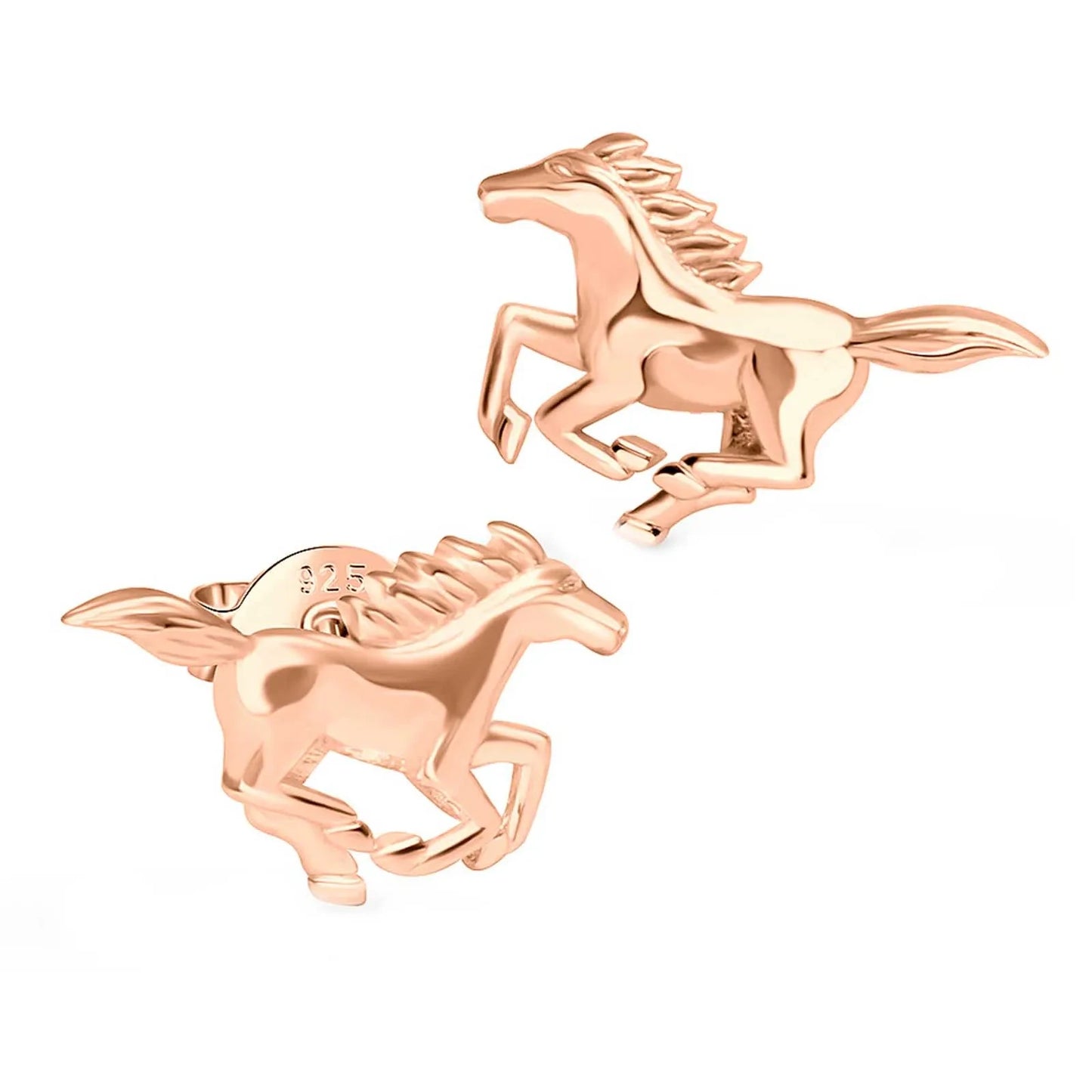 Ohrringe Pferd Blitz 925 Silber rosegold