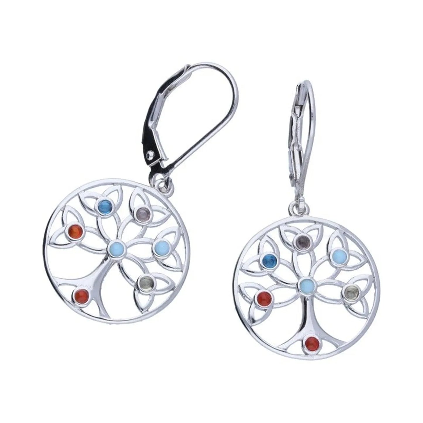 Ohrringe Traumfänger 925 Silber bunte Zirkonia Kristalle