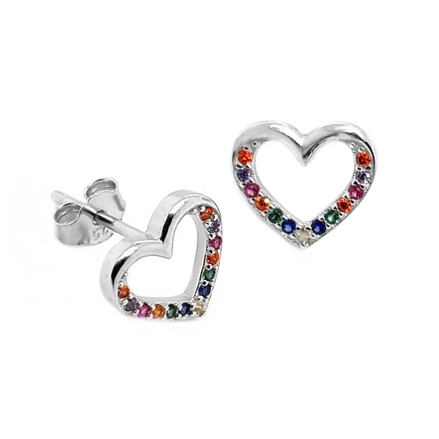 Ohrringe Herz 925 Silber bunte Zirkonia Kristalle