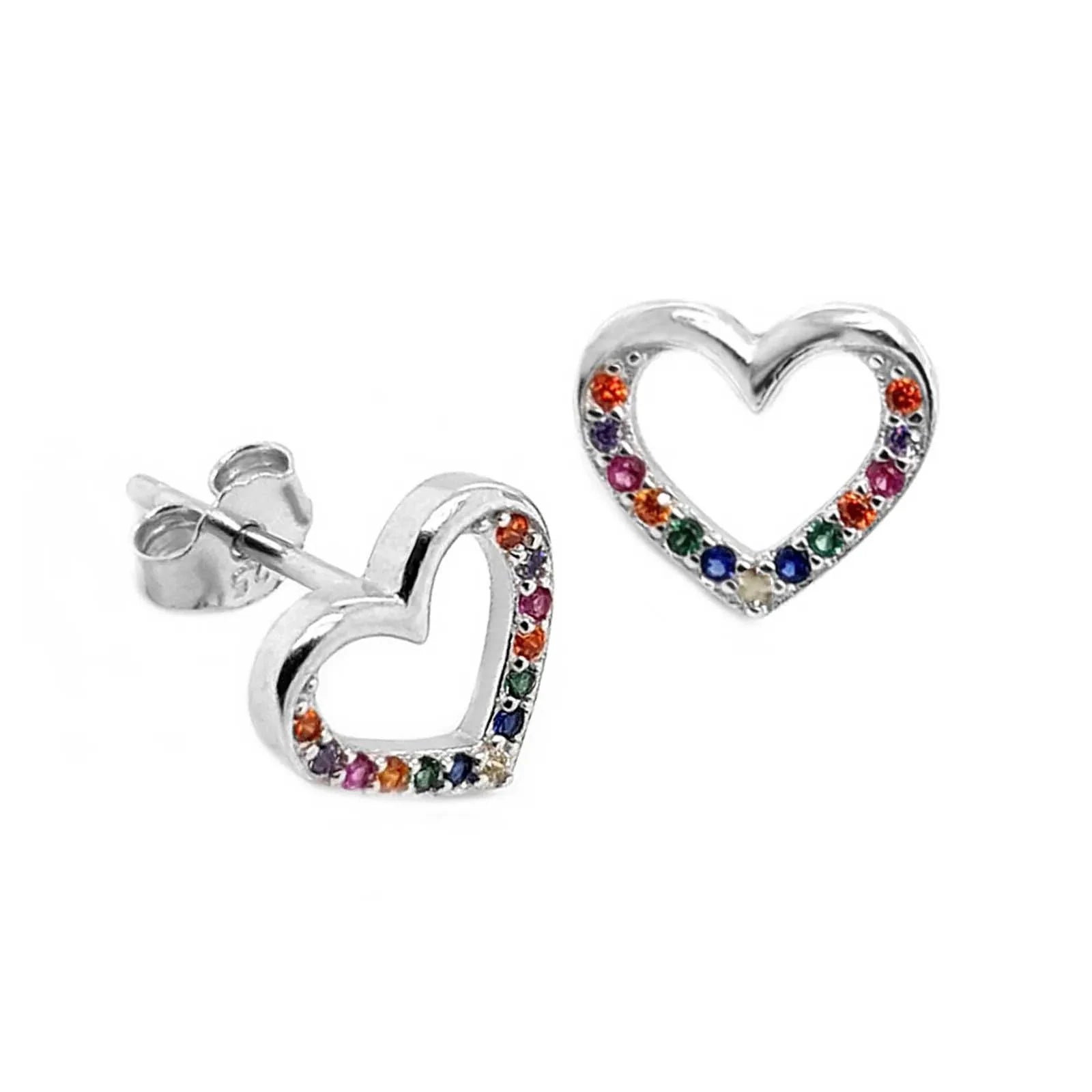 Ohrringe Herz 925 Silber bunte Zirkonia Kristalle