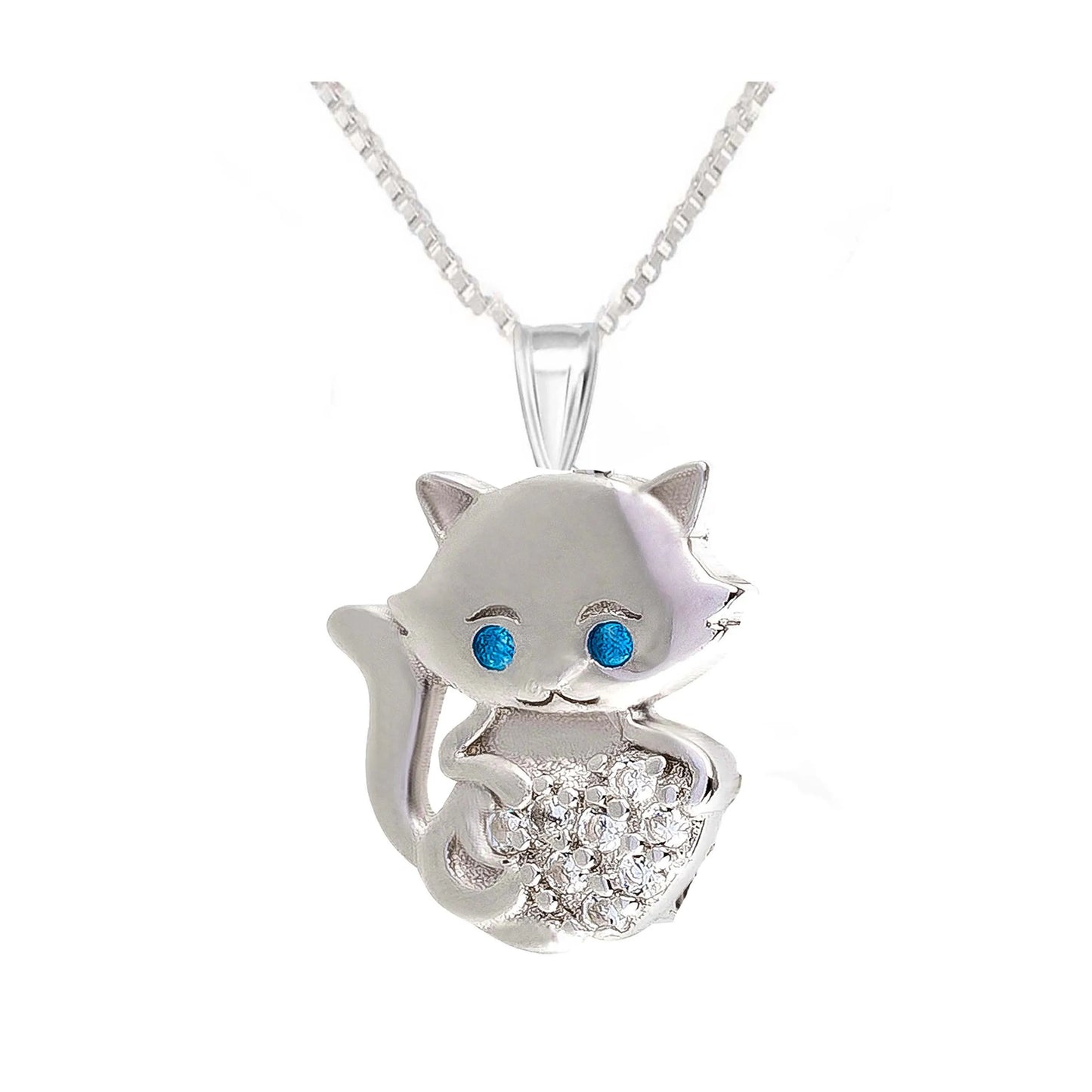 Kinder Anhänger Katze 925 Silber Zirkonia