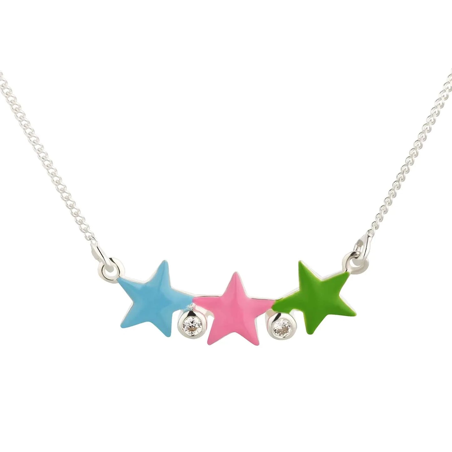 Kinder Anhänger Kette bunte Sterne 925 Silber