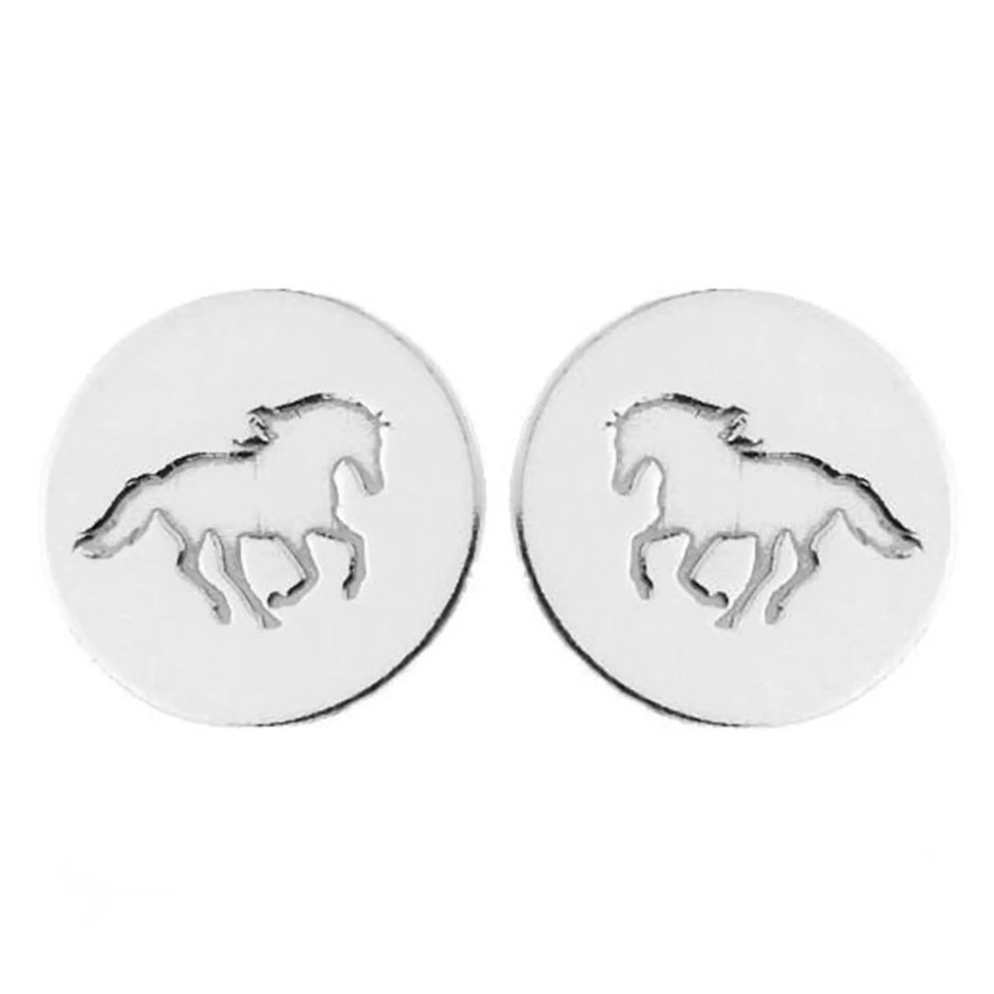 Runde Ohrringe Pferd 925 Silber