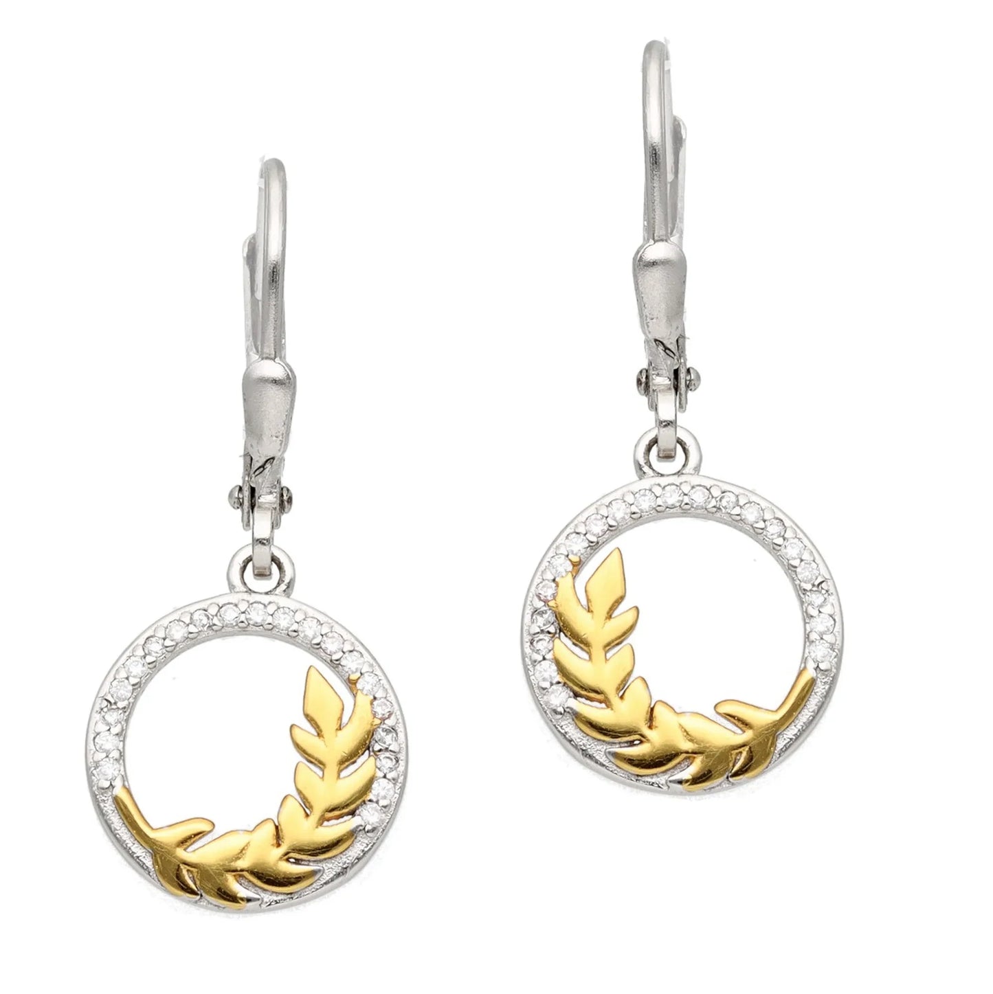 Ohrringe Ohrhänger goldenes Blatt 925 Silber