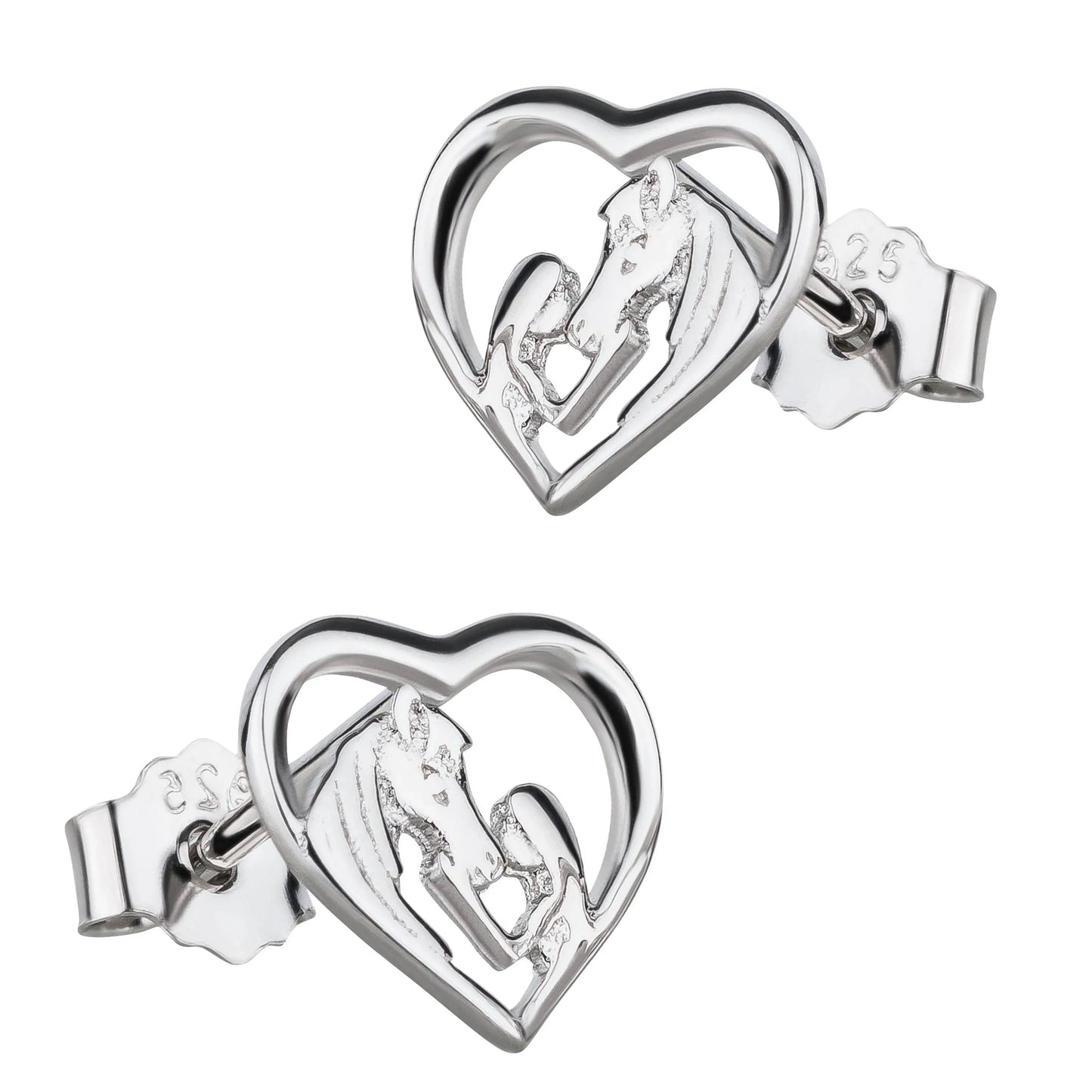 Ohrringe Pferd Mädchen Herz 925 Silber