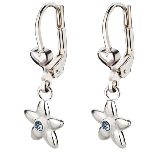 Kinderohrringe Blume 925 Silber blauer Zirkonia