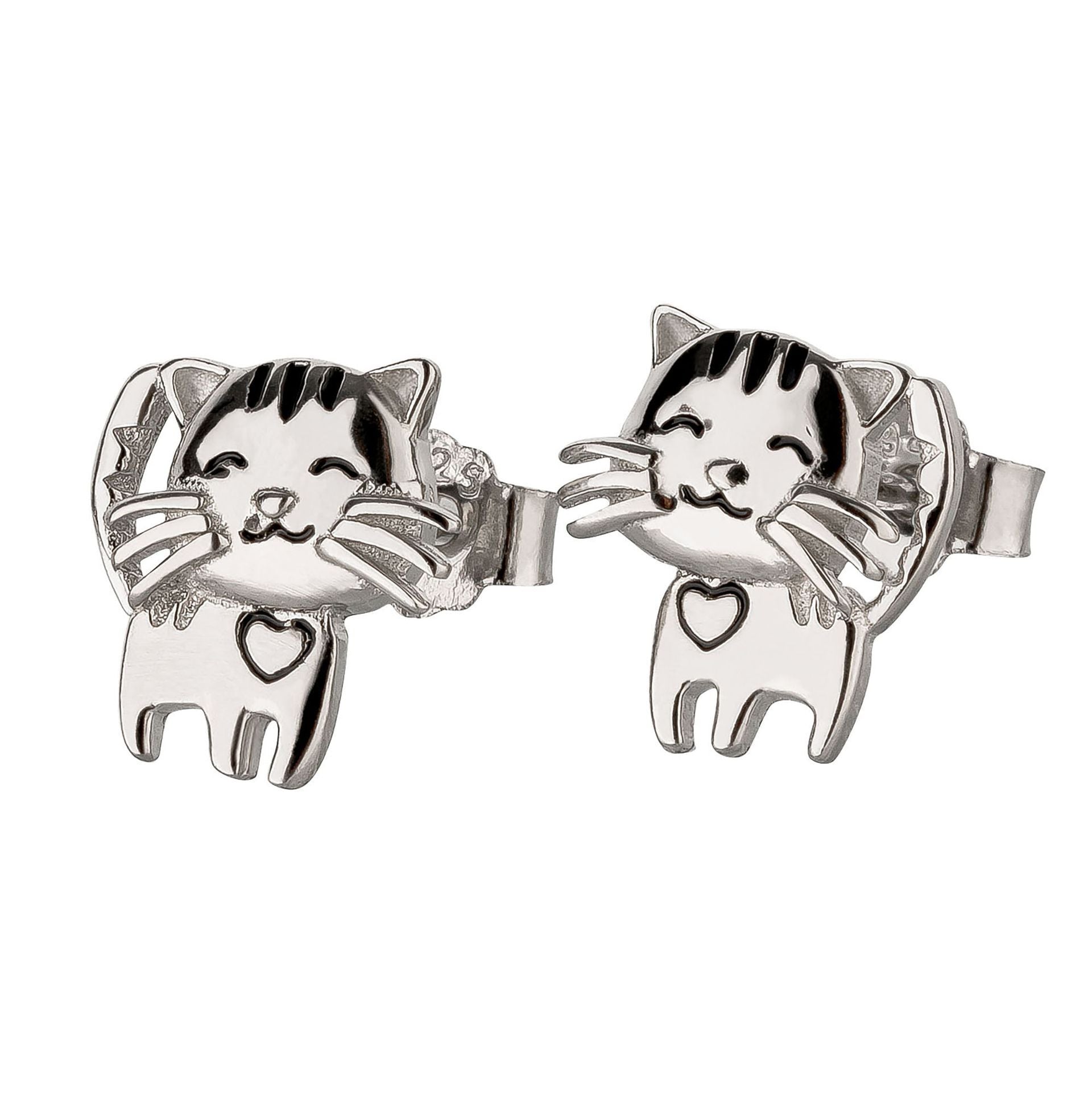 Kinderohrringe kleine Katze 925  Silber