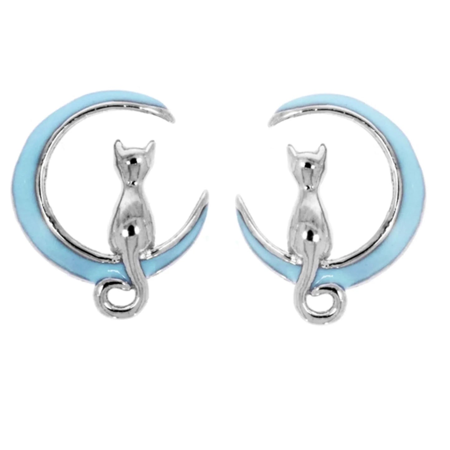 Ohrringe Katze Mond 925 Silber