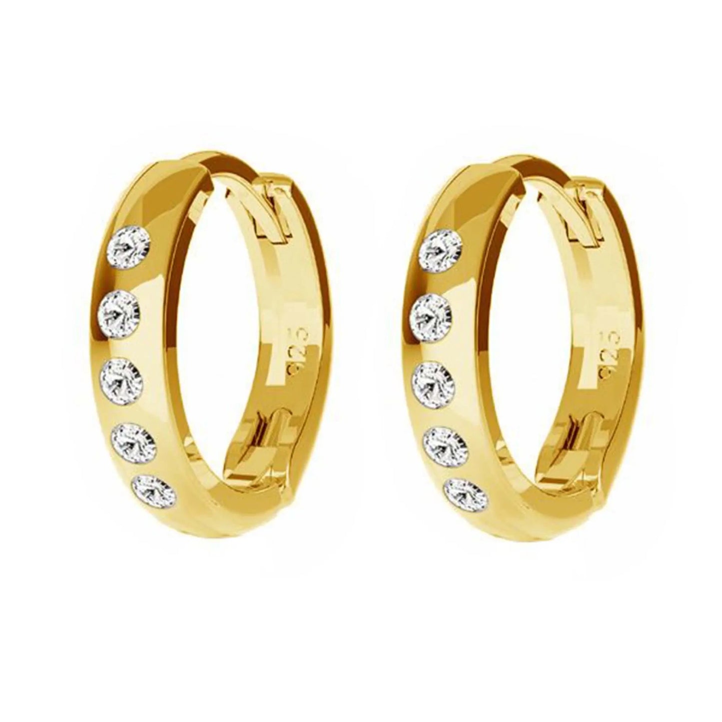 Ohrringe Creolen 925 Silber gold Zirkonia klar