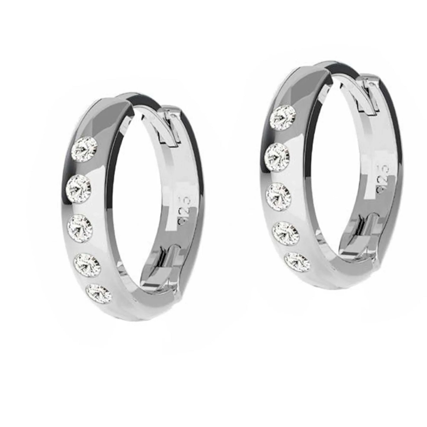 Ohrringe Creolen 925 Silber klare Zirkonia Steine