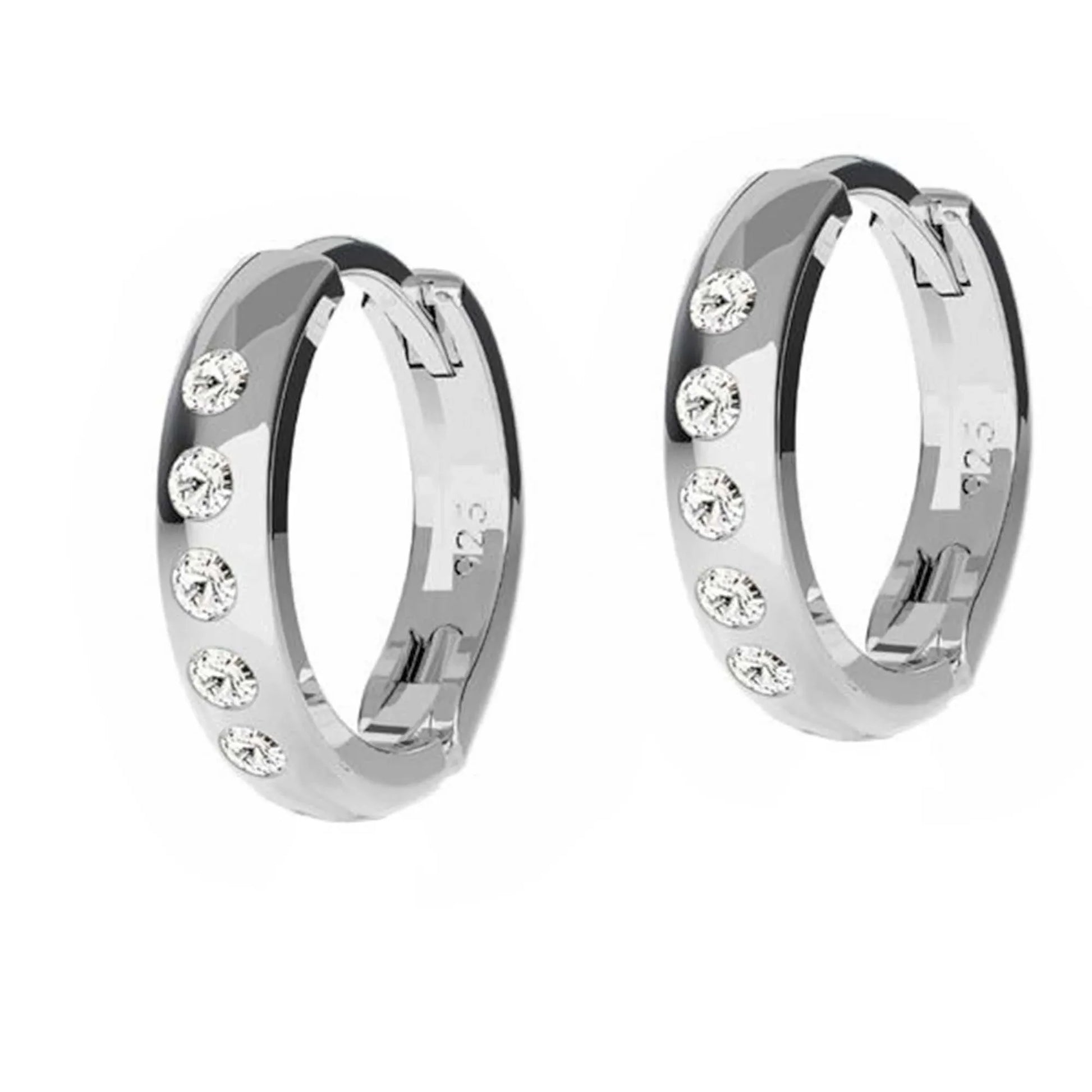 Ohrringe Creolen 925 Silber klare Zirkonia Steine