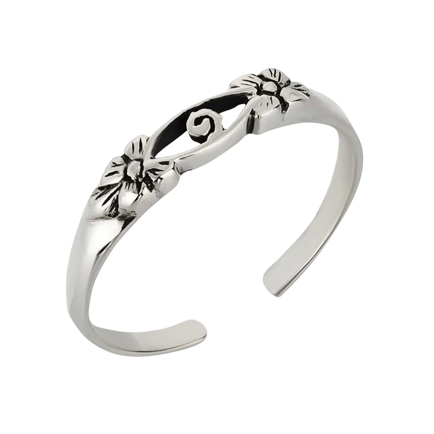 Zehenring Zehring schmal Blumen 925 Silber