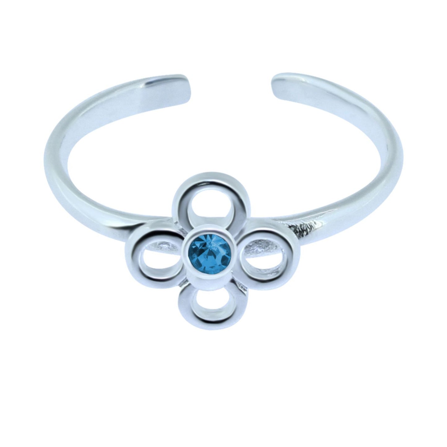 Zehenring Zehring Blume 925 Silber Kristall hellblau