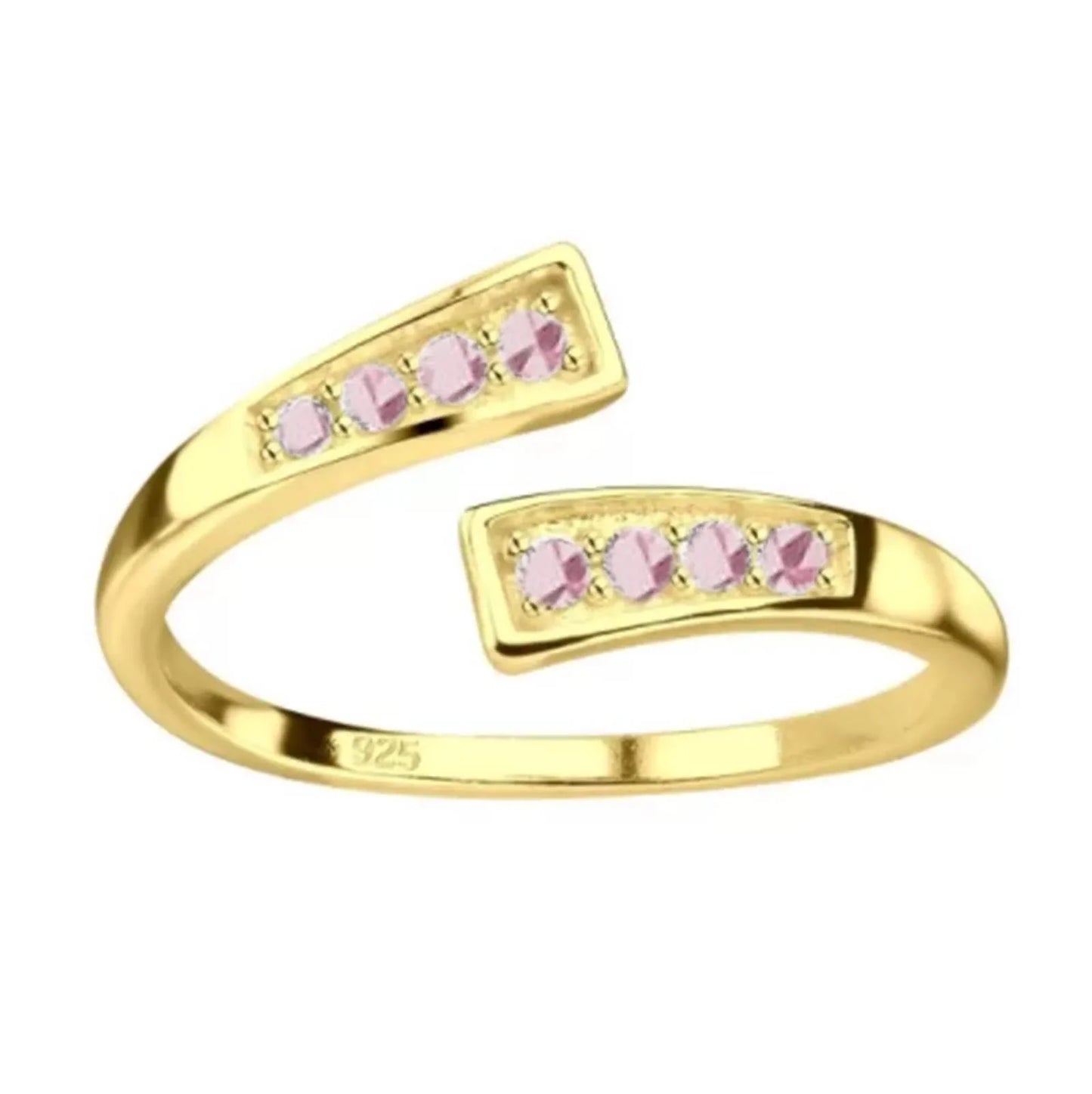 Zehenring Zehring rosa Zirkonia Kristalle 925 Silber vergoldet