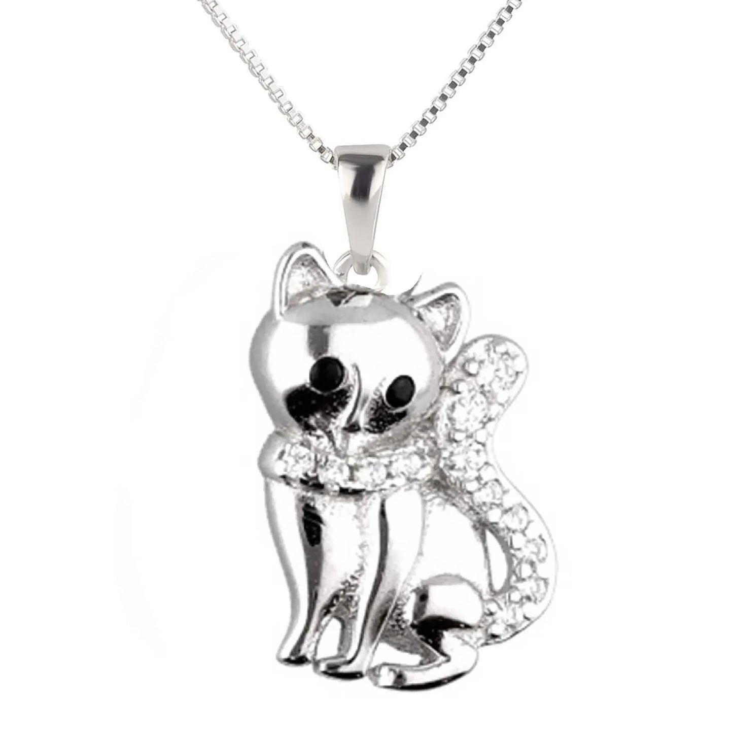 Kinder Anhänger Katze 925 Silber Zirkonia Steine