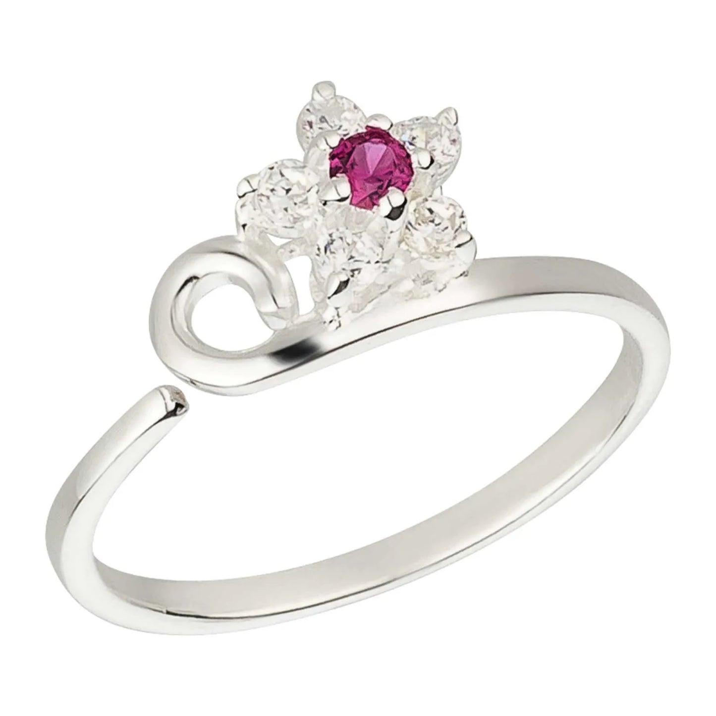 Zehenring Zehring Design Blume 925 Silber Zirkonia pink klar