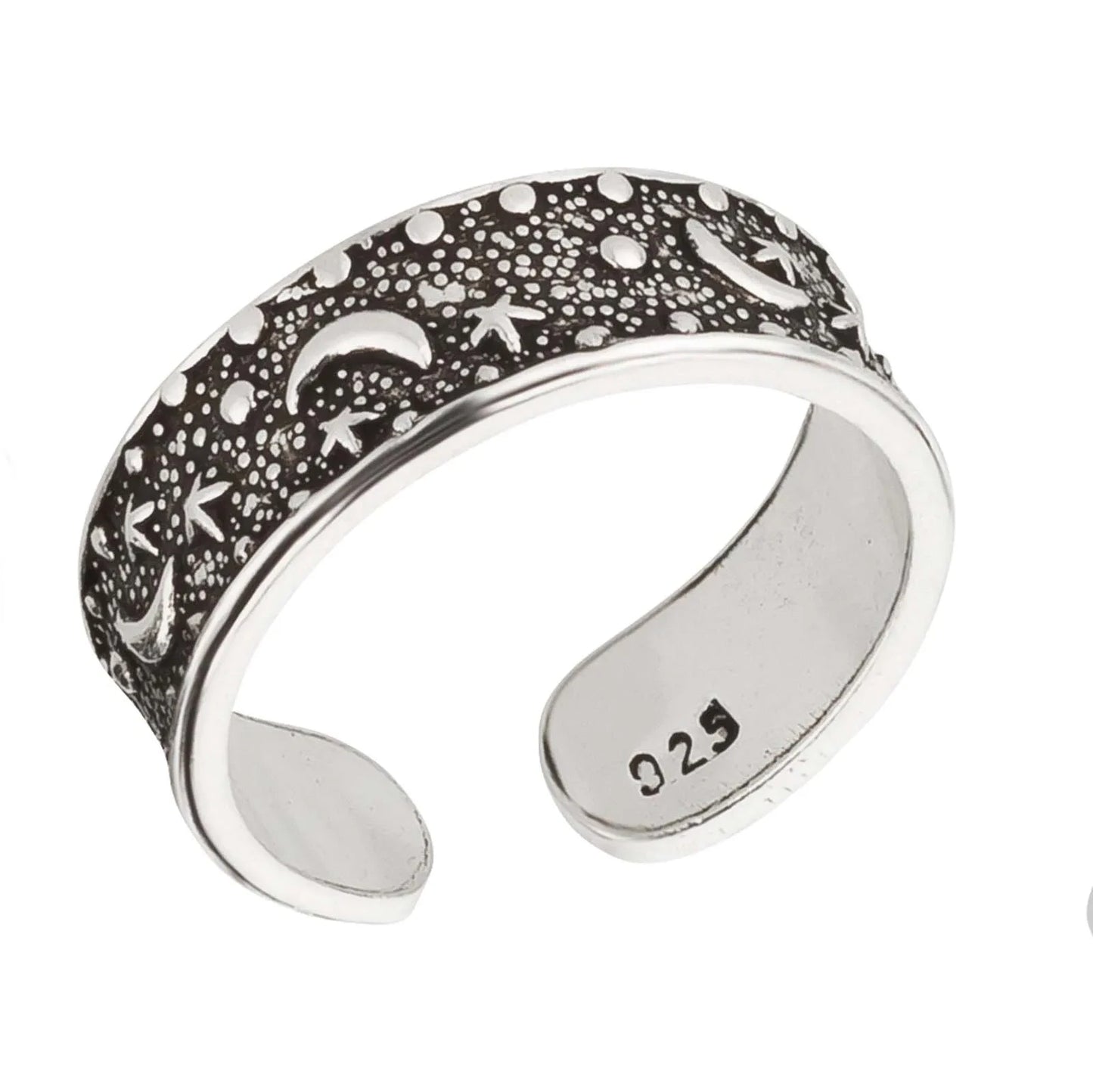 Zehenring Zehring Mond Sterne Antik 925 Silber